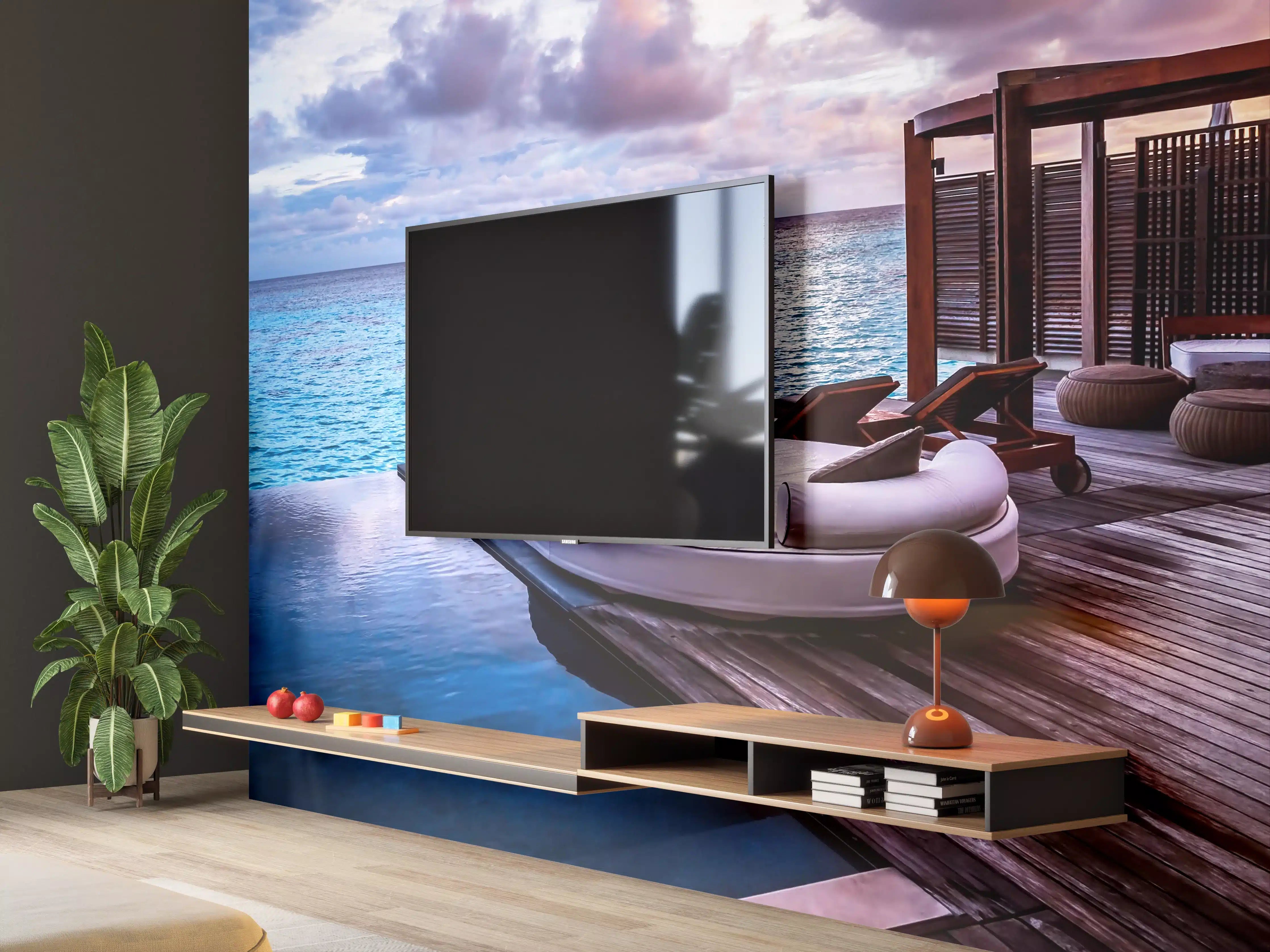 Wandverkleidung Wohnzimmer - Luxuriöses Floatingsuite-Resort am Meer