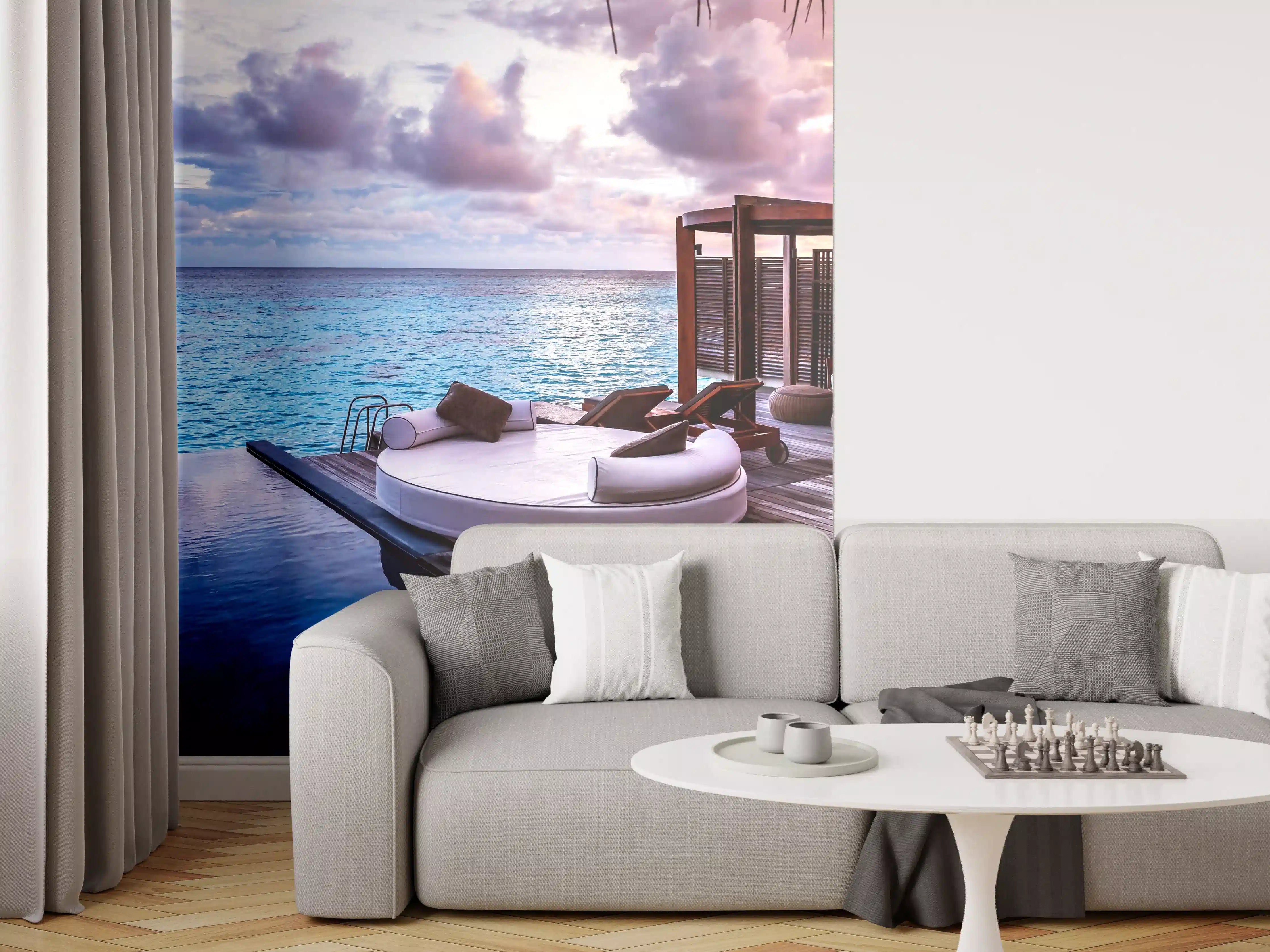 Wandverkleidung Wohnzimmer - Luxuriöses Floatingsuite-Resort am Meer