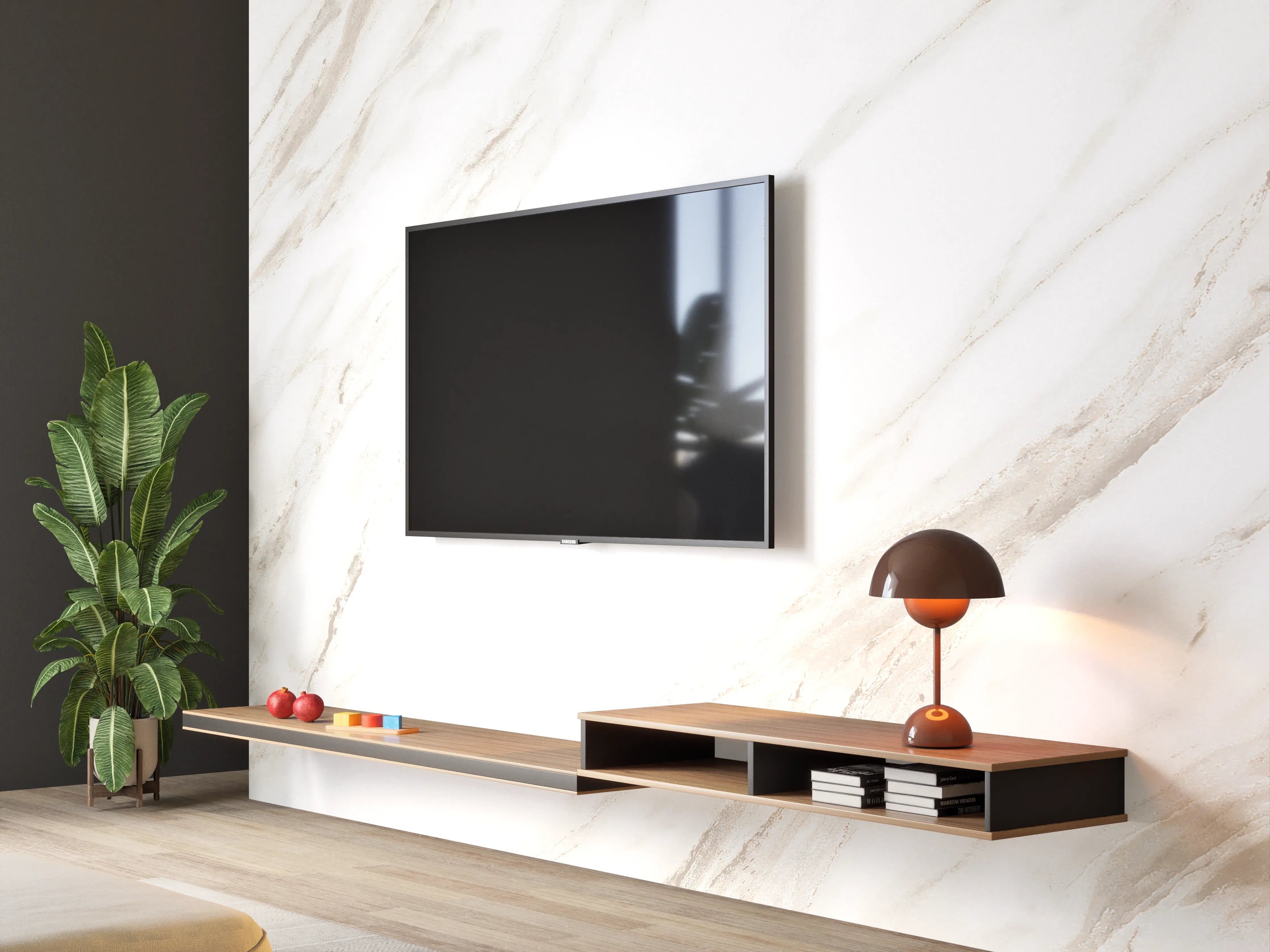 Wandverkleidung Wohnzimmer - Luxuriöses Marmor Design