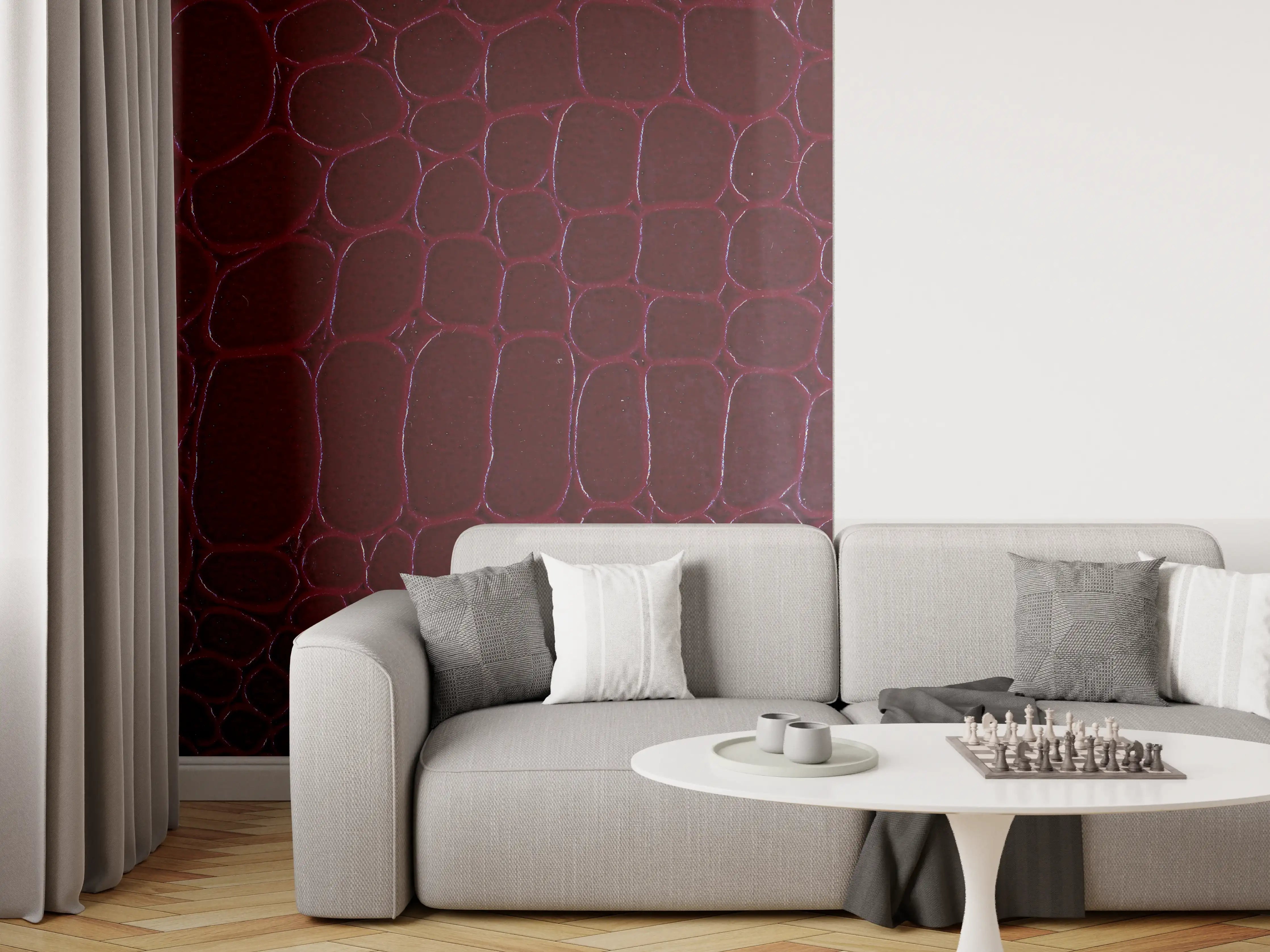 Wandverkleidung Wohnzimmer - Luxus Krokodillederimitat Rot