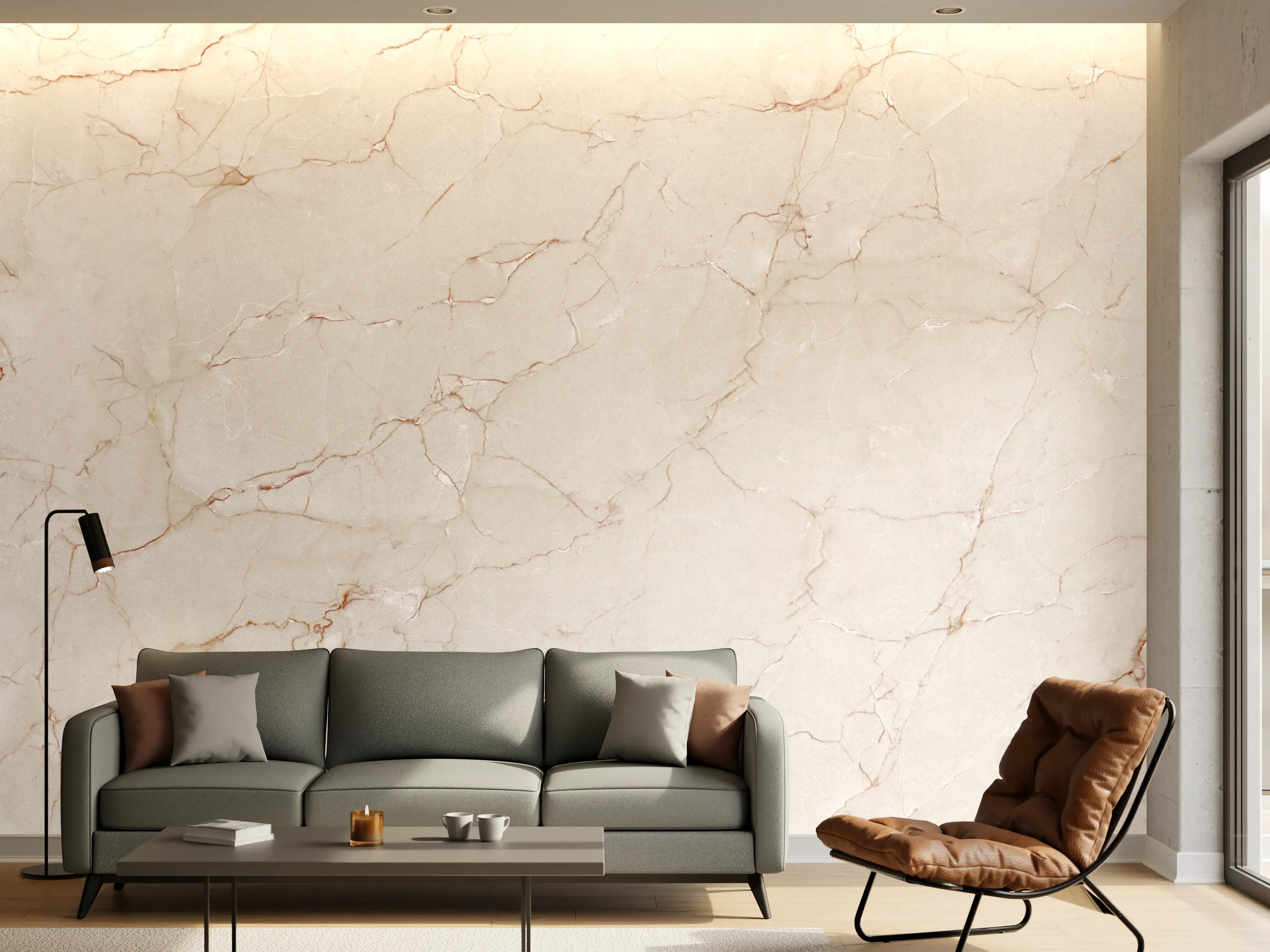 Wandverkleidung Wohnzimmer - Luxus Weiß-Grau Marmor-Textur