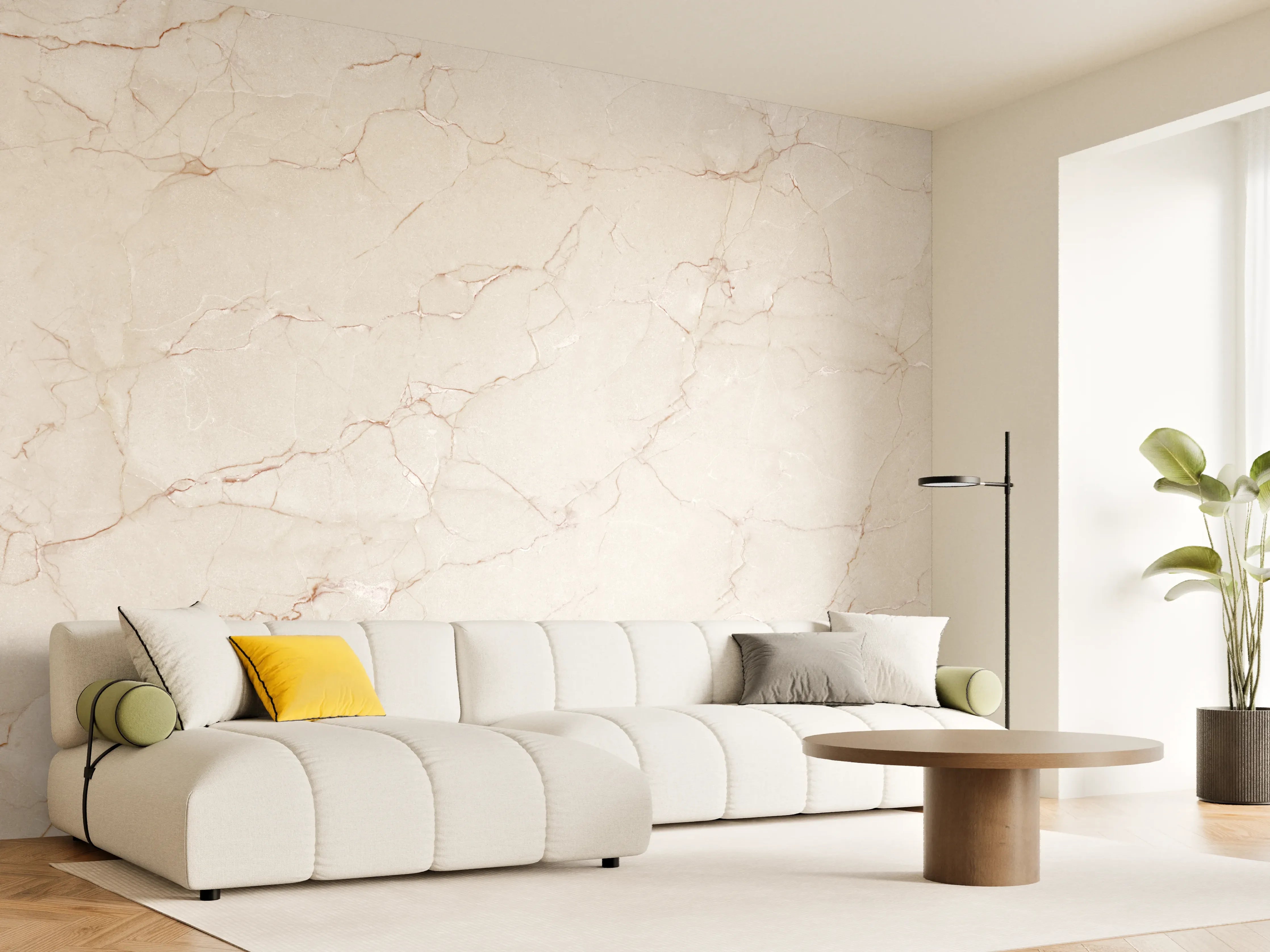 Wandverkleidung Wohnzimmer - Luxus Weiß-Grau Marmor-Textur