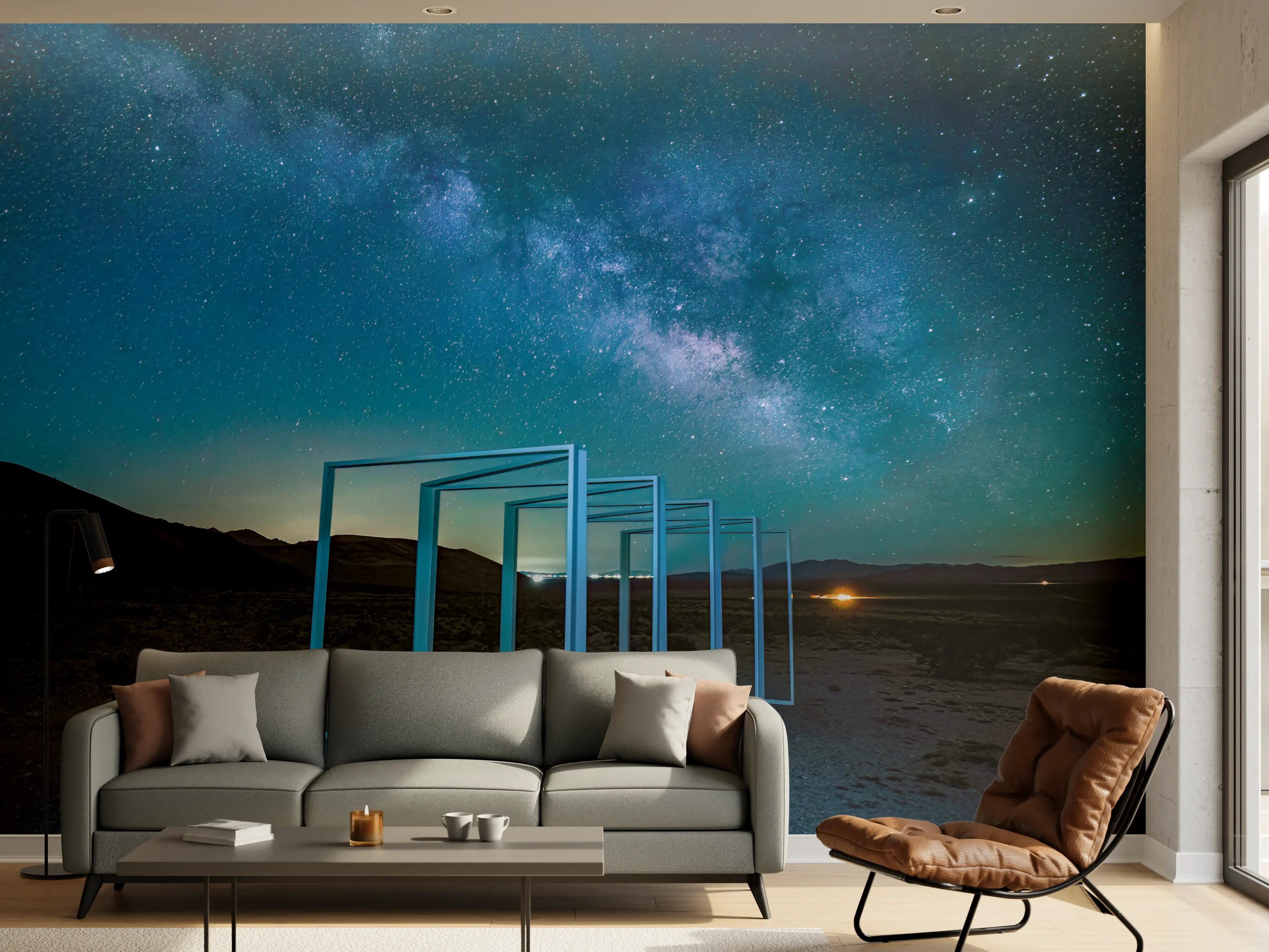 Wandverkleidung Wohnzimmer - Magischer Blick in die Sternewelt