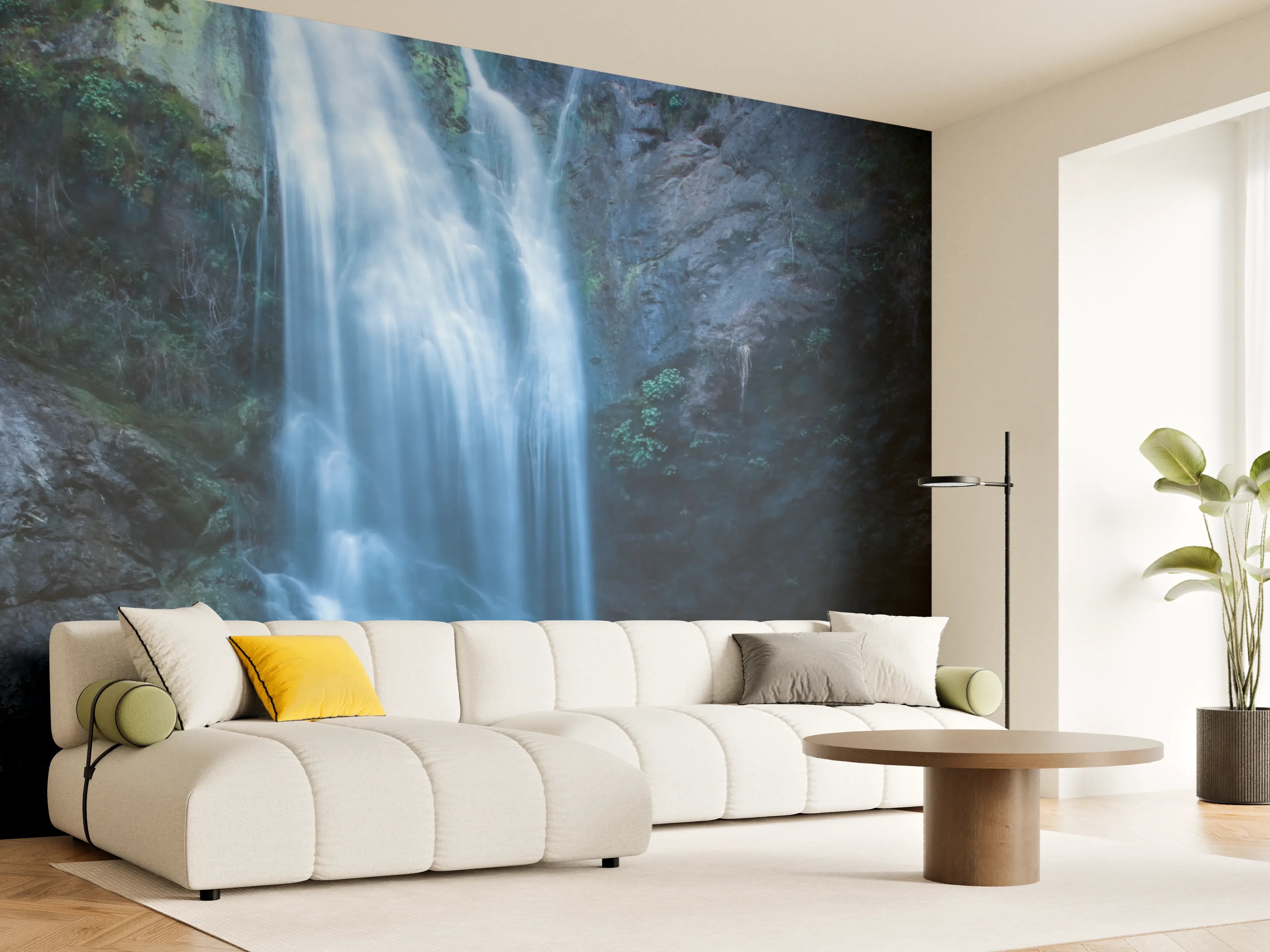 Wandverkleidung Wohnzimmer - Majestärer Wasserfall inmitten der Natur