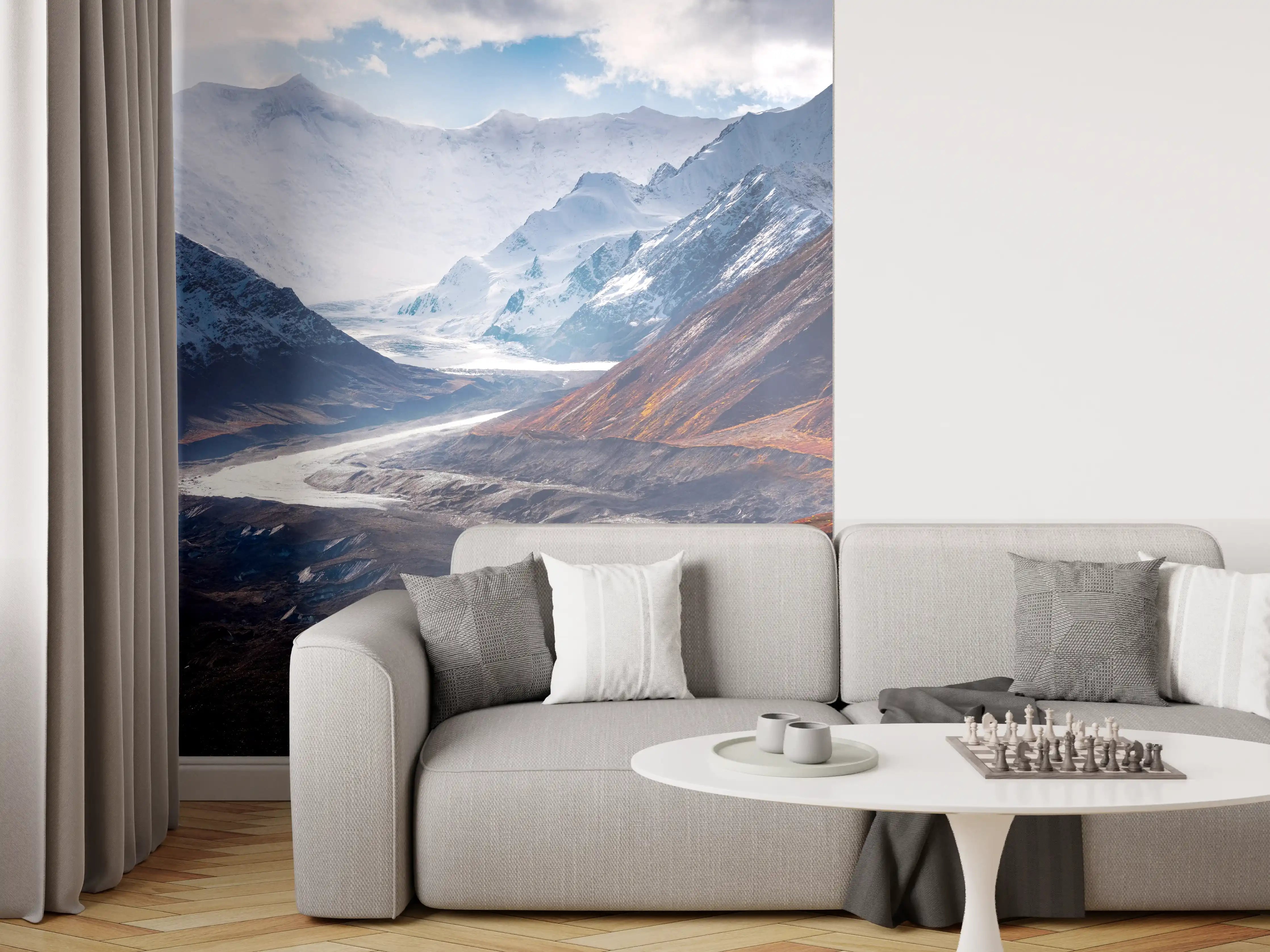 Wandverkleidung Wohnzimmer - Majestätische Gletscher- und Berglandschaft