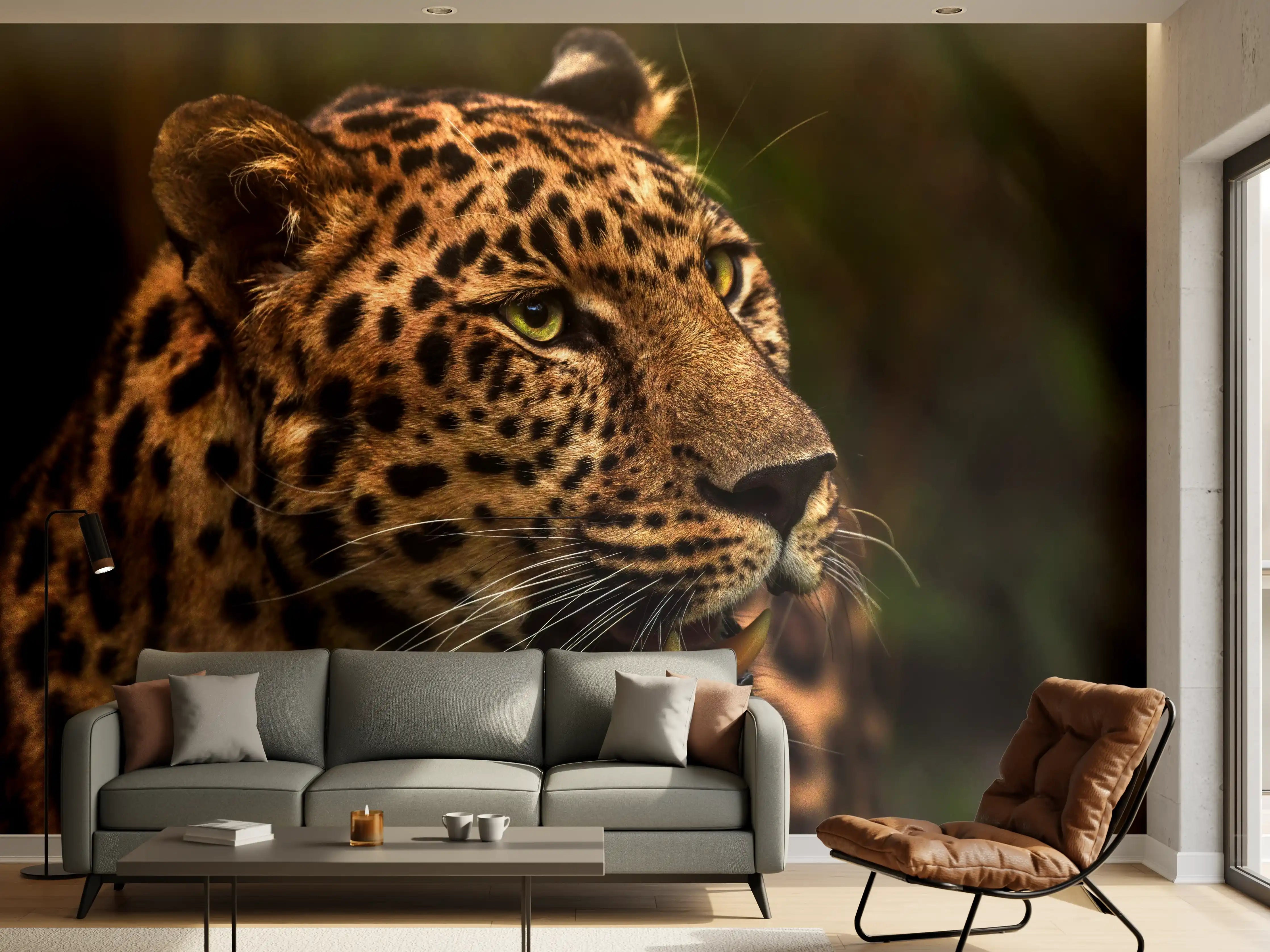 Wandverkleidung Wohnzimmer - Majestätischer Amur-Leopard