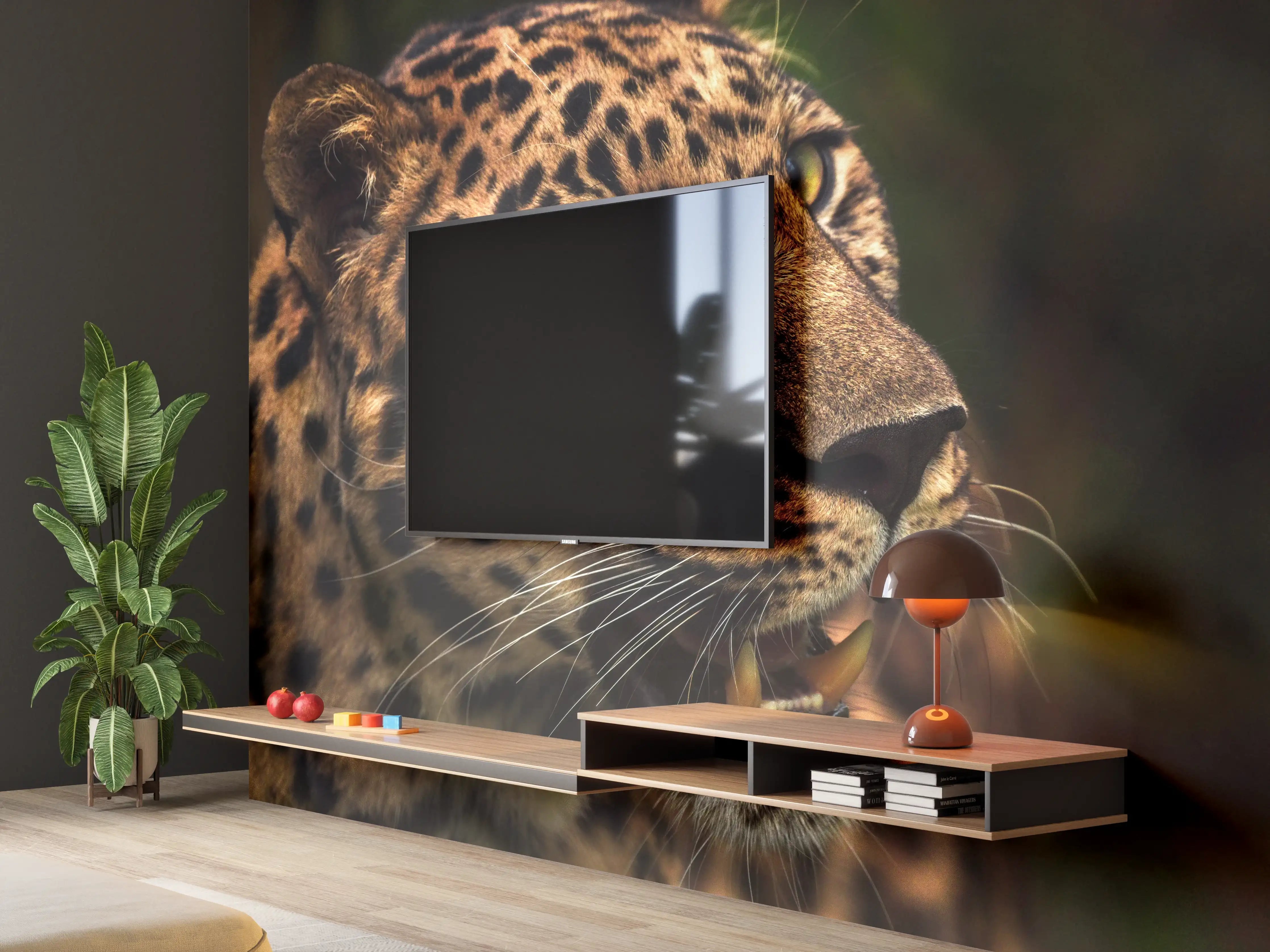Wandverkleidung Wohnzimmer - Majestätischer Amur-Leopard