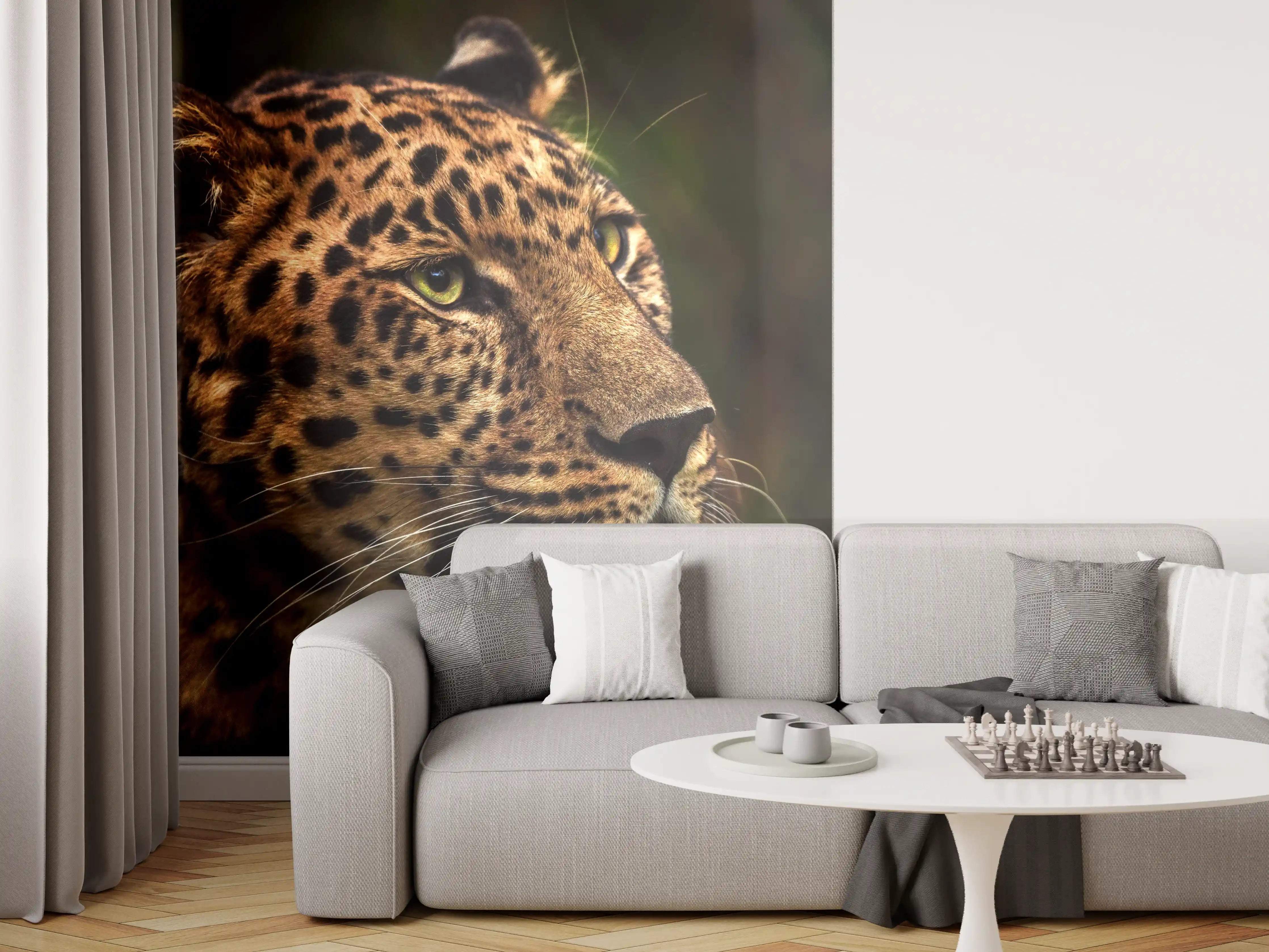 Wandverkleidung Wohnzimmer - Majestätischer Amur-Leopard