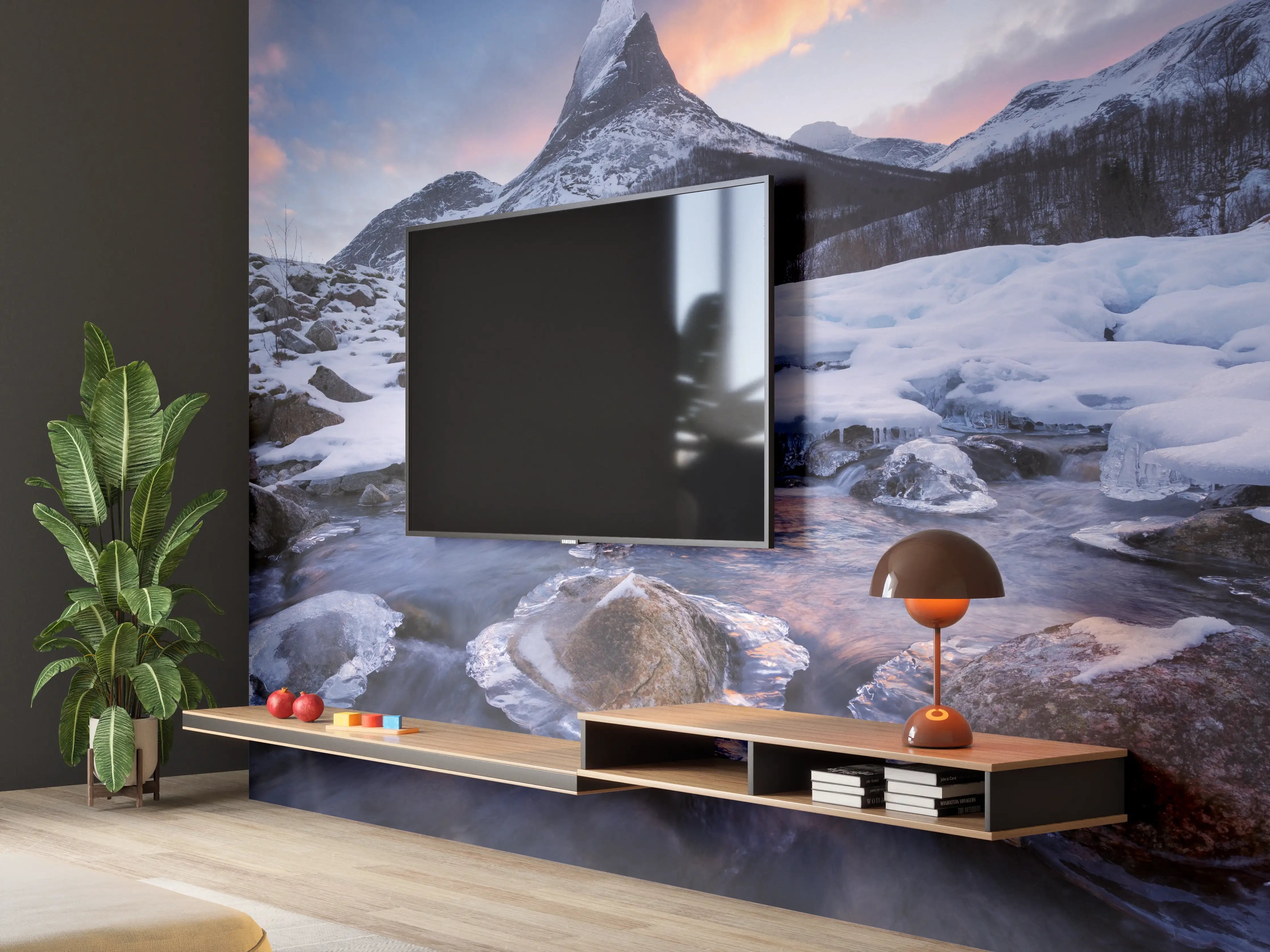 Wandverkleidung Wohnzimmer - Majestätischer Berggipfel bei Sonnenaufgang