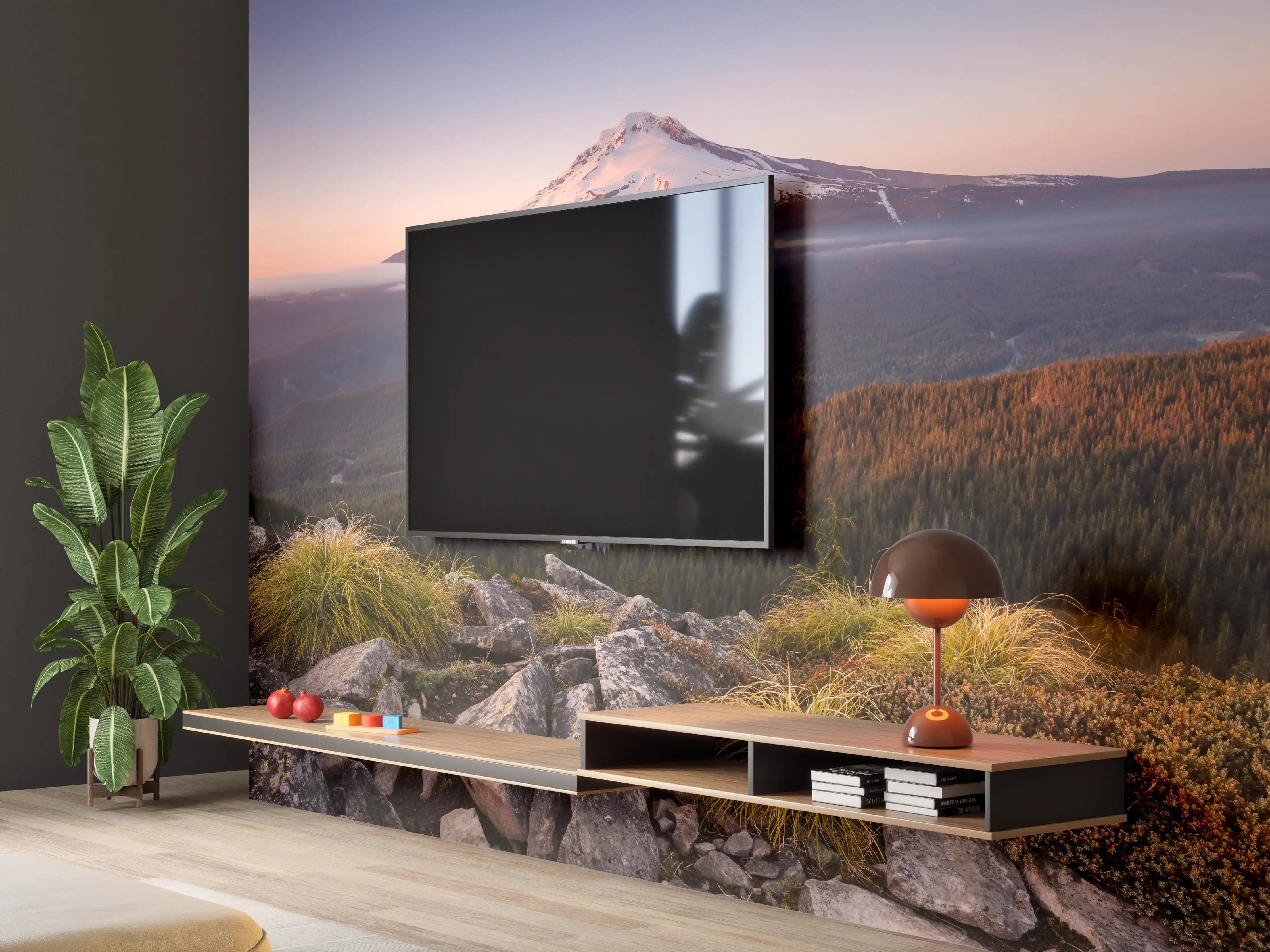 Wandverkleidung Wohnzimmer - Majestätischer Blick auf den Mount Hood bei Sonnenaufgang