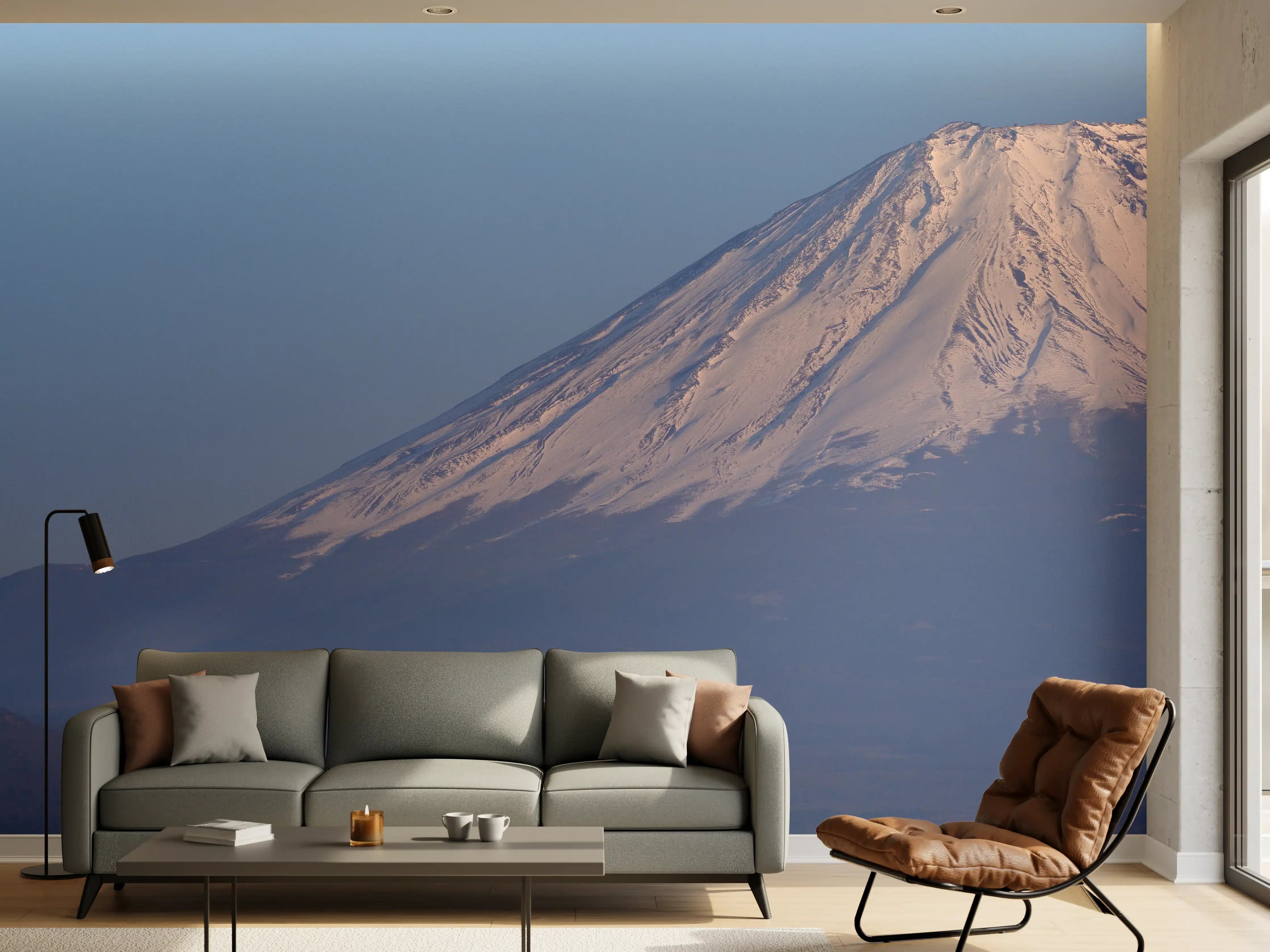 Wandverkleidung Wohnzimmer - Majestätischer Blick auf den Vulkan Mount Fuji bei Sonnenaufgang
