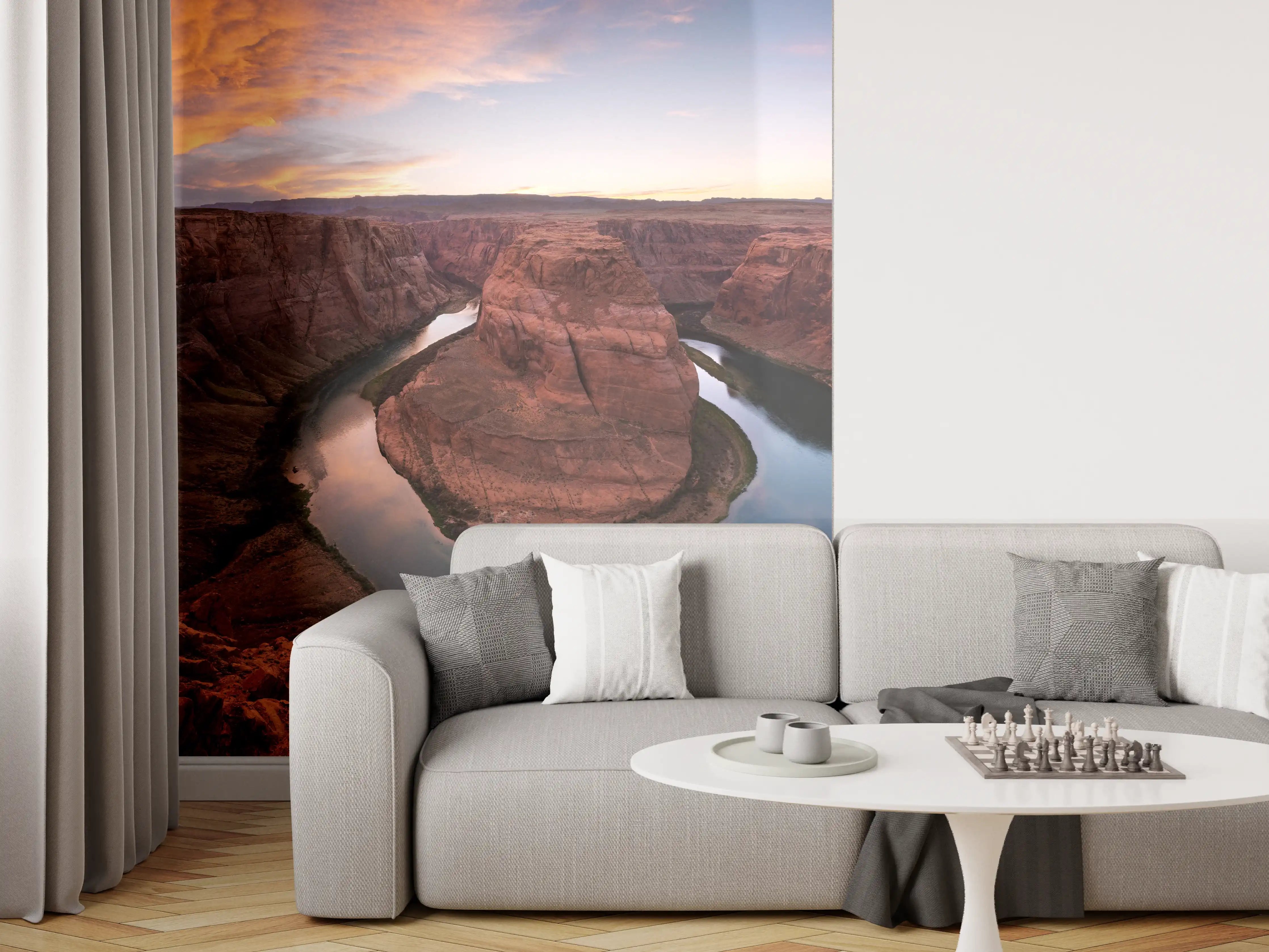 Wandverkleidung Wohnzimmer - Majestätischer Canyon bei Sonnenuntergang