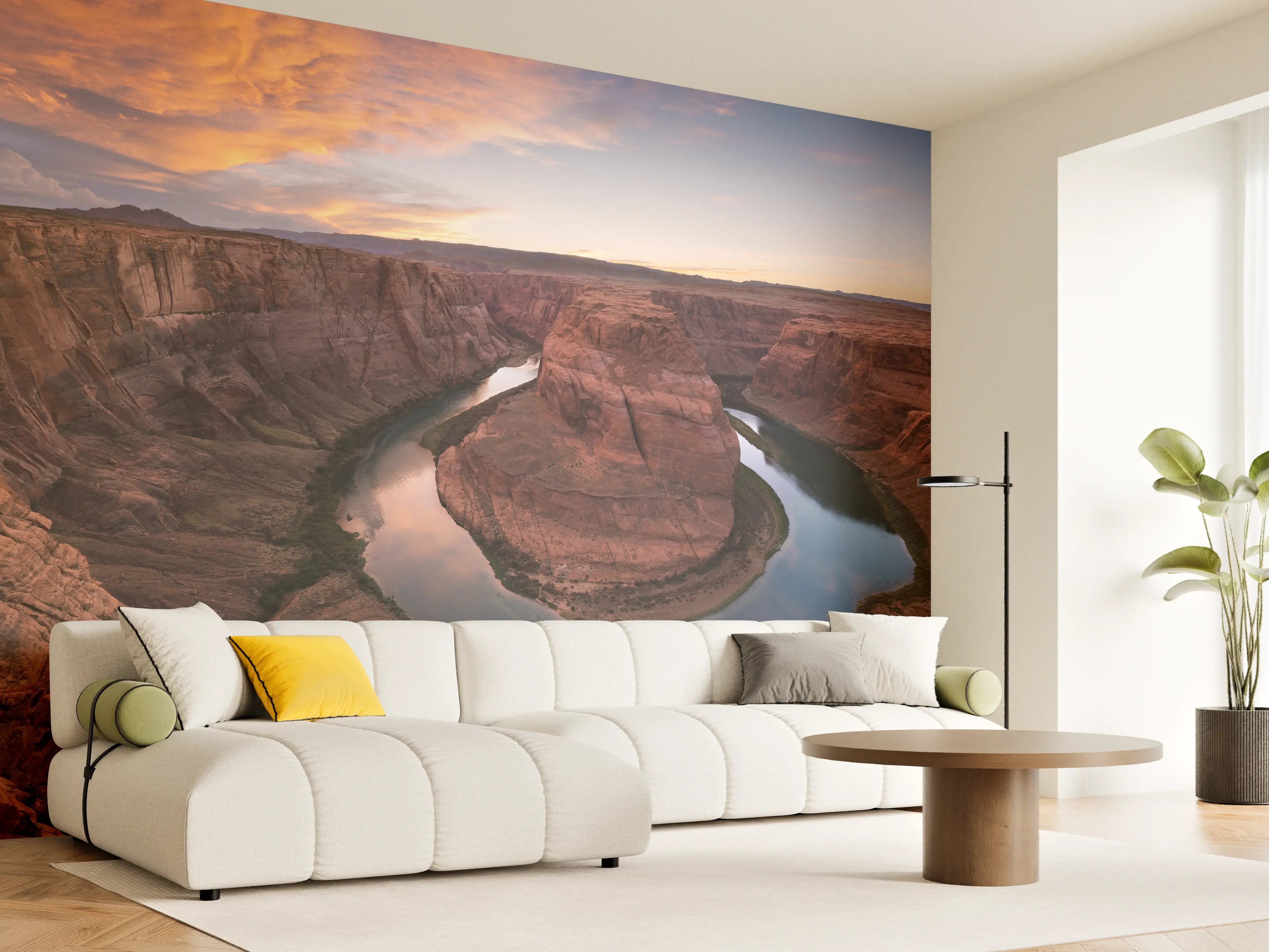 Wandverkleidung Wohnzimmer - Majestätischer Canyon bei Sonnenuntergang