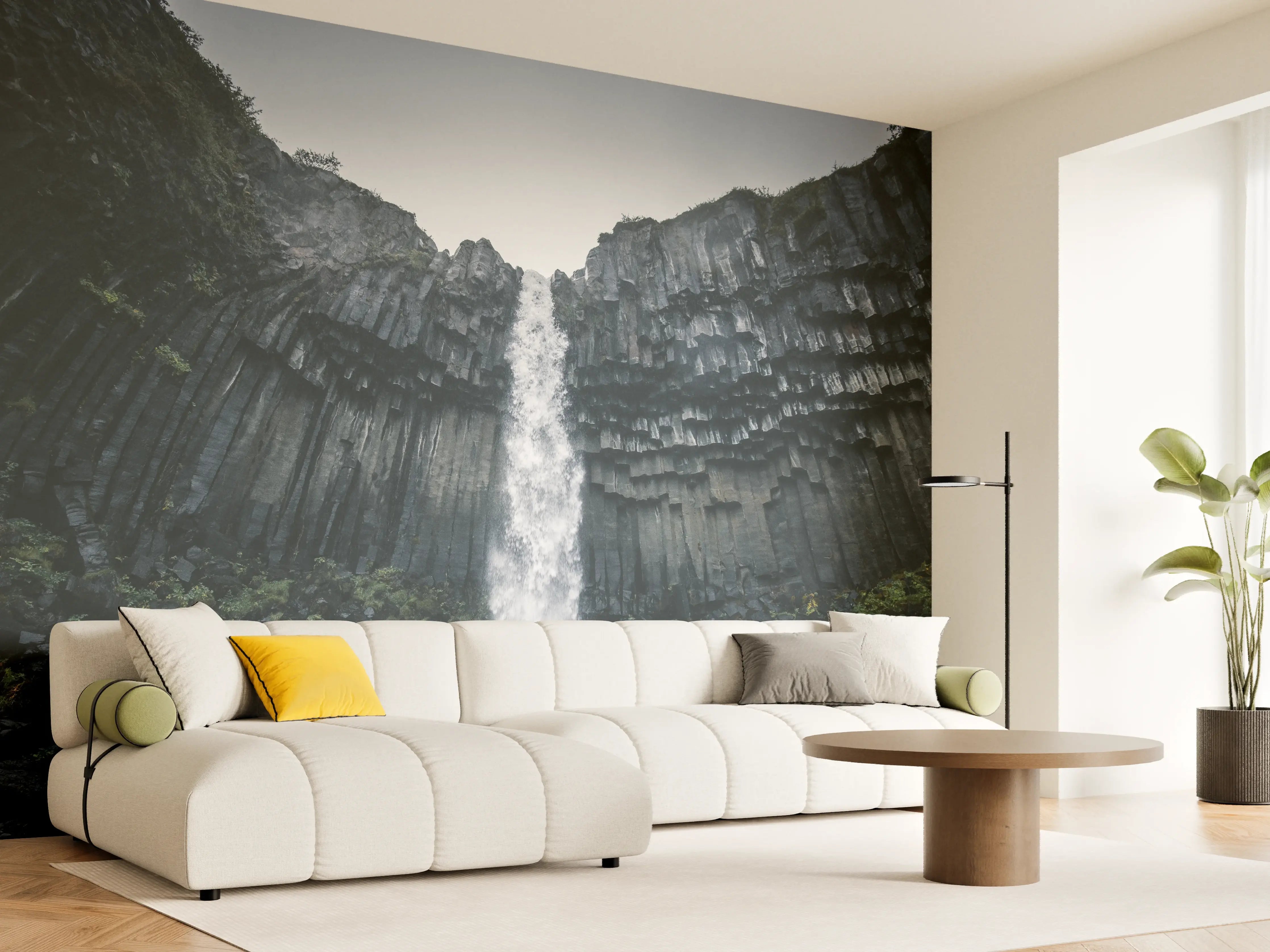 Wandverkleidung Wohnzimmer - Majestätischer Wasserfall inmitten der Natur