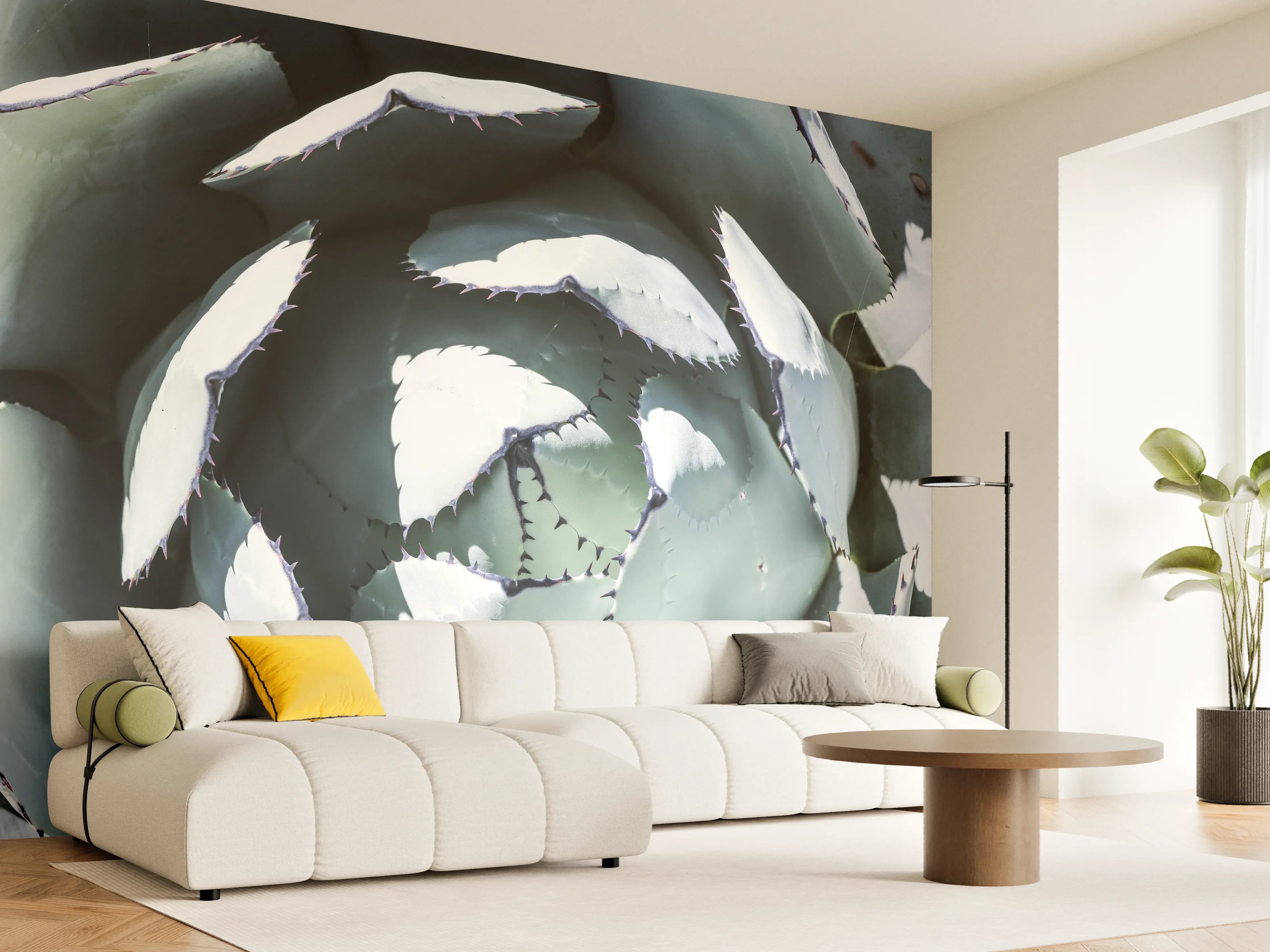 Wandverkleidung Wohnzimmer - Makrofotografie einer Sukkulente