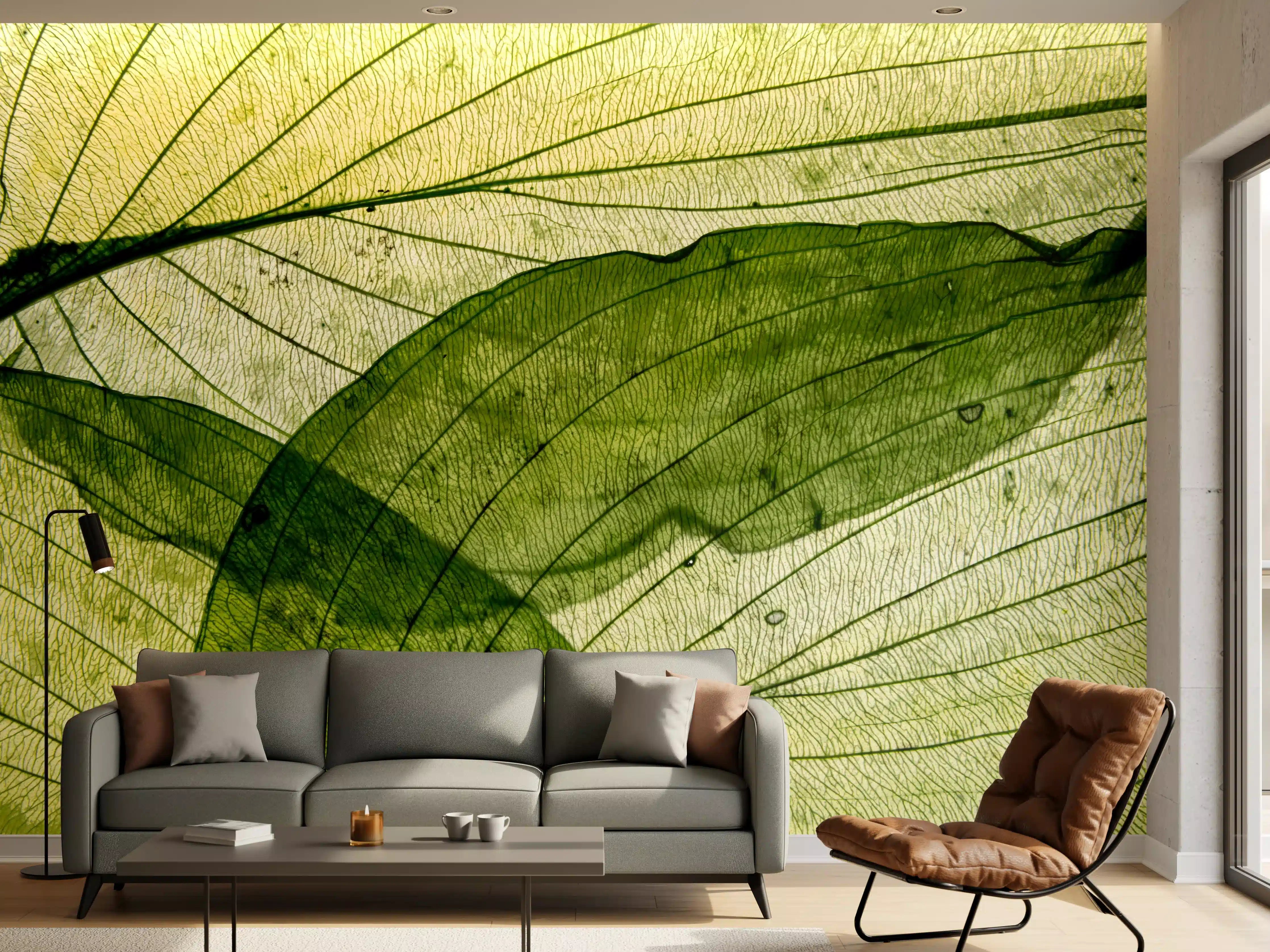 Wandverkleidung Wohnzimmer - Makrotextur von herbstlich getrockneten Blättern