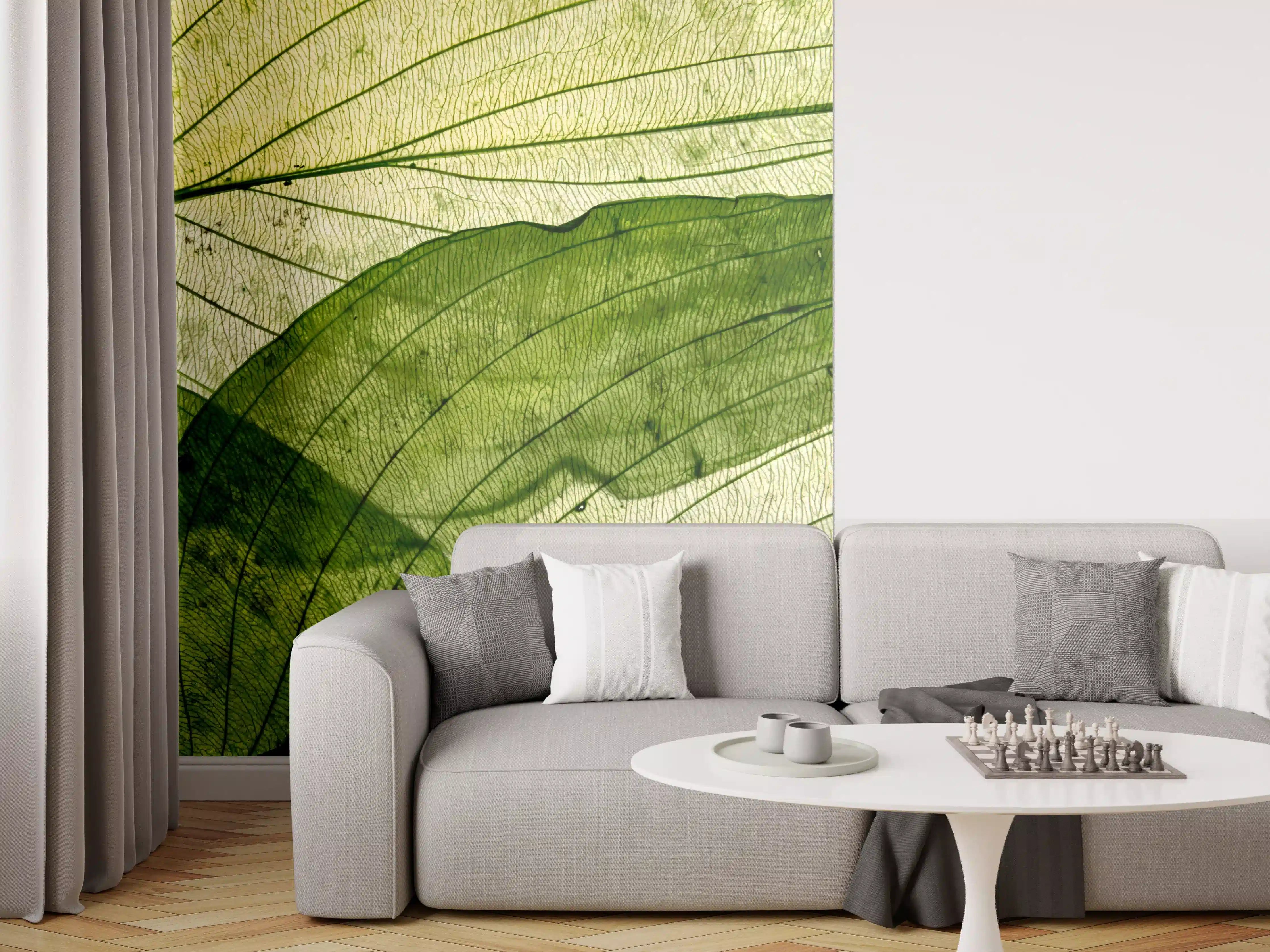 Wandverkleidung Wohnzimmer - Makrotextur von herbstlich getrockneten Blättern