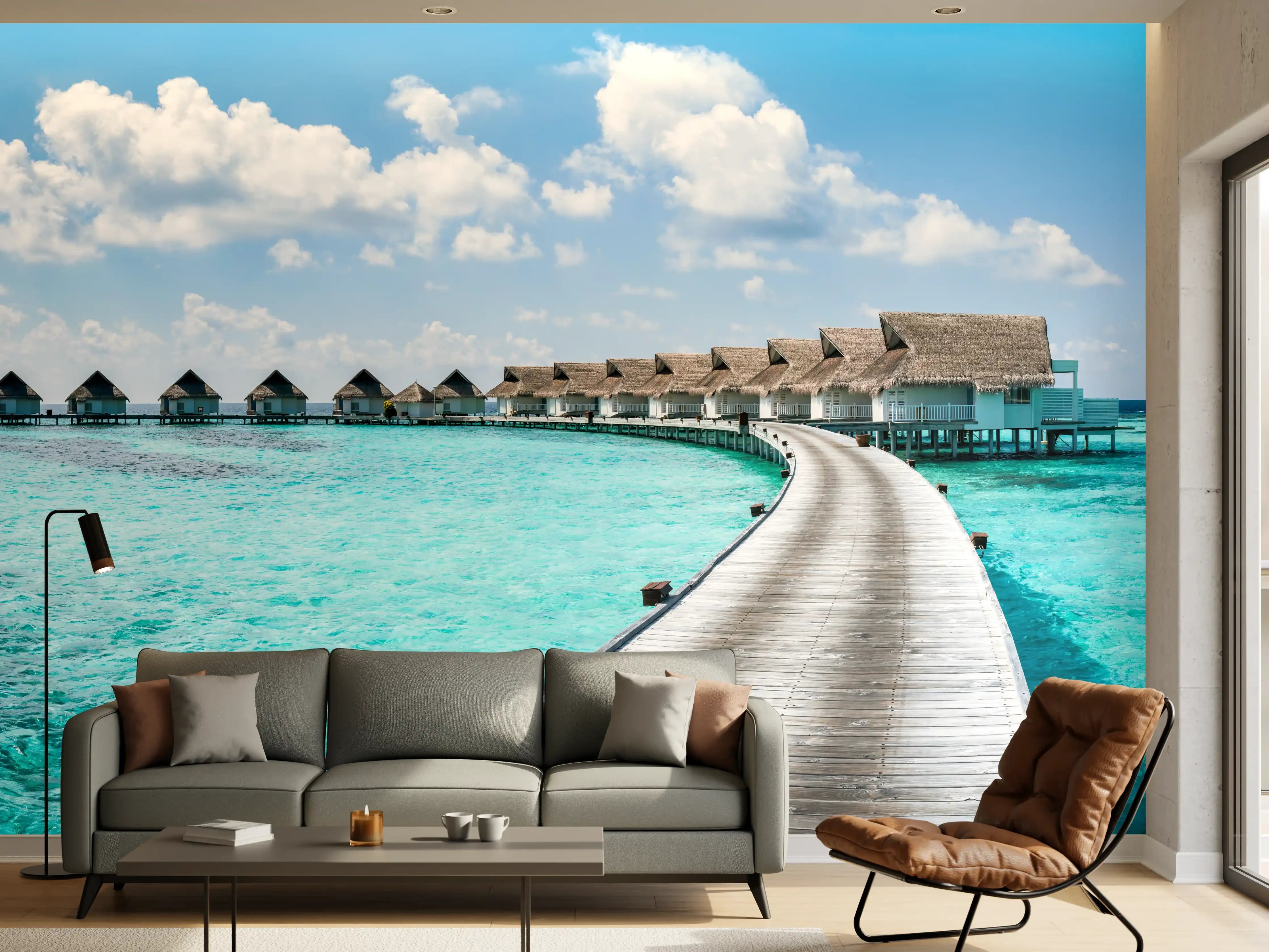 Wandverkleidung Wohnzimmer - Malediven Wasser-Hotel