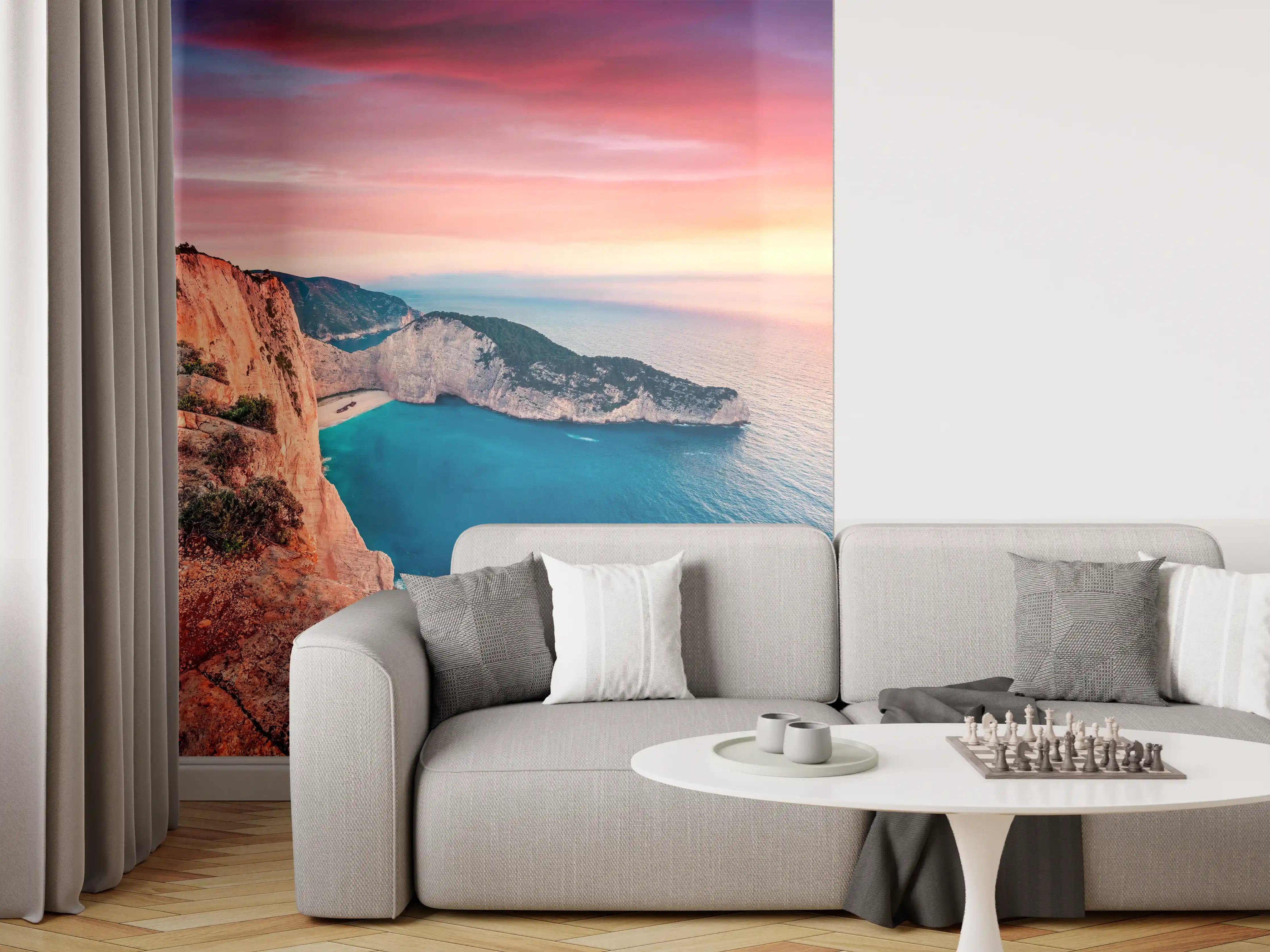 Wandverkleidung Wohnzimmer - Malerischer Klippenblick an der Küste
