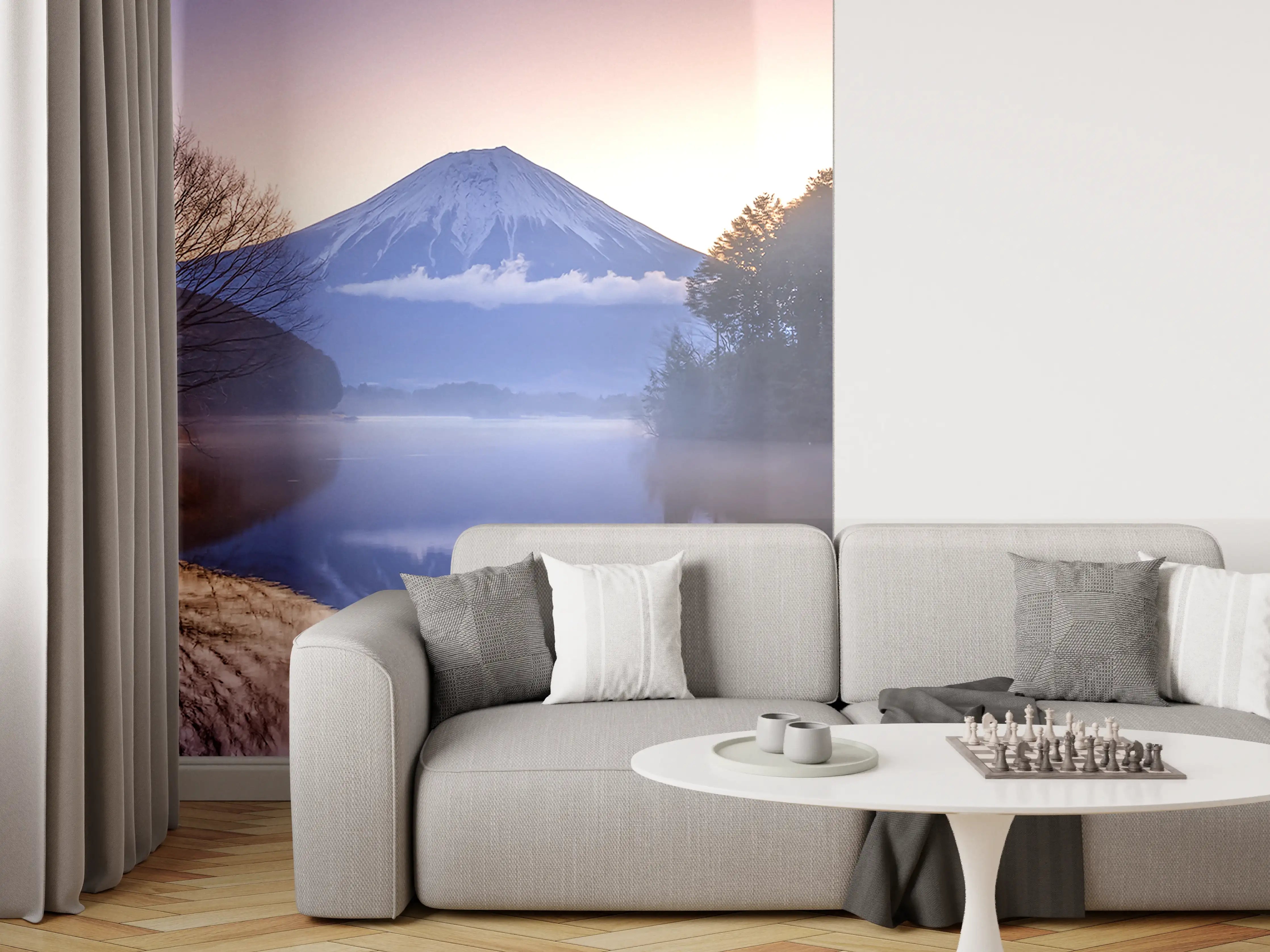 Wandverkleidung Wohnzimmer - Malerischer Mount Fuji bei Sonnenaufgang