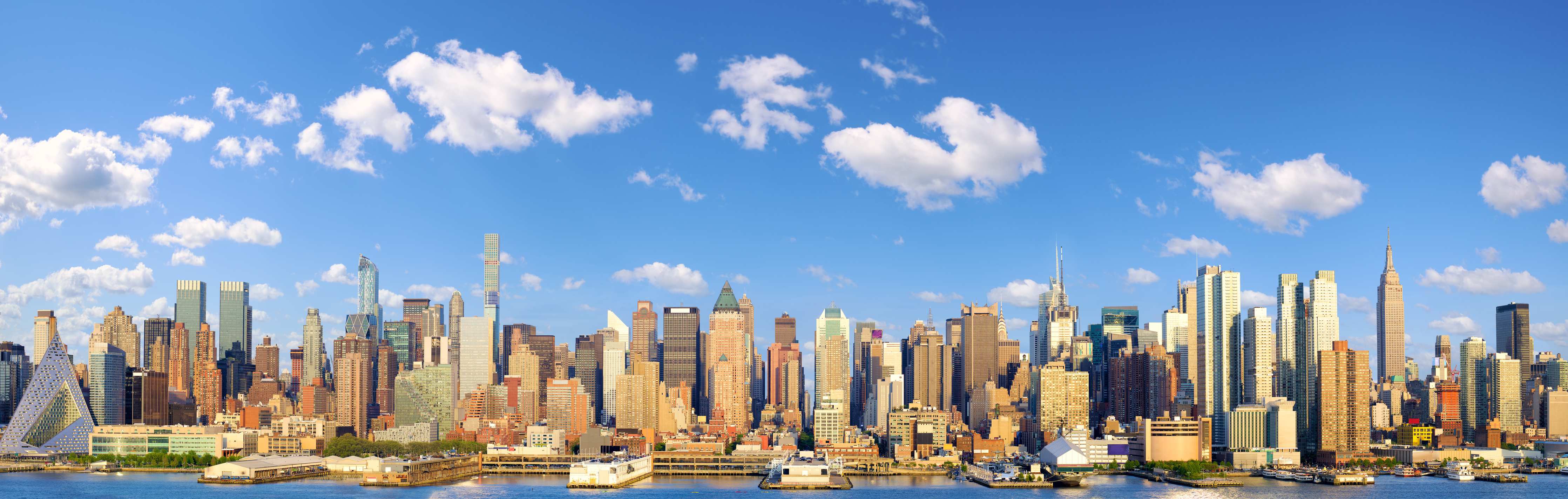 Wandverkleidung Wohnzimmer-Manhattan Skyline Blau-Beige