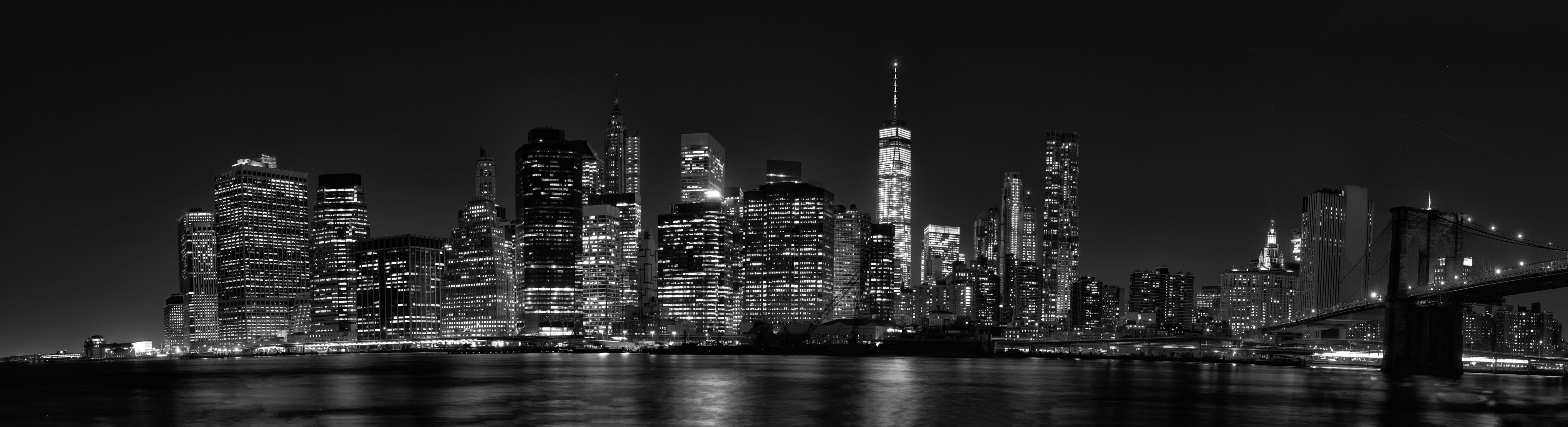 Wandverkleidung Wohnzimmer-Manhattan Skyline Schwarz-Weiß