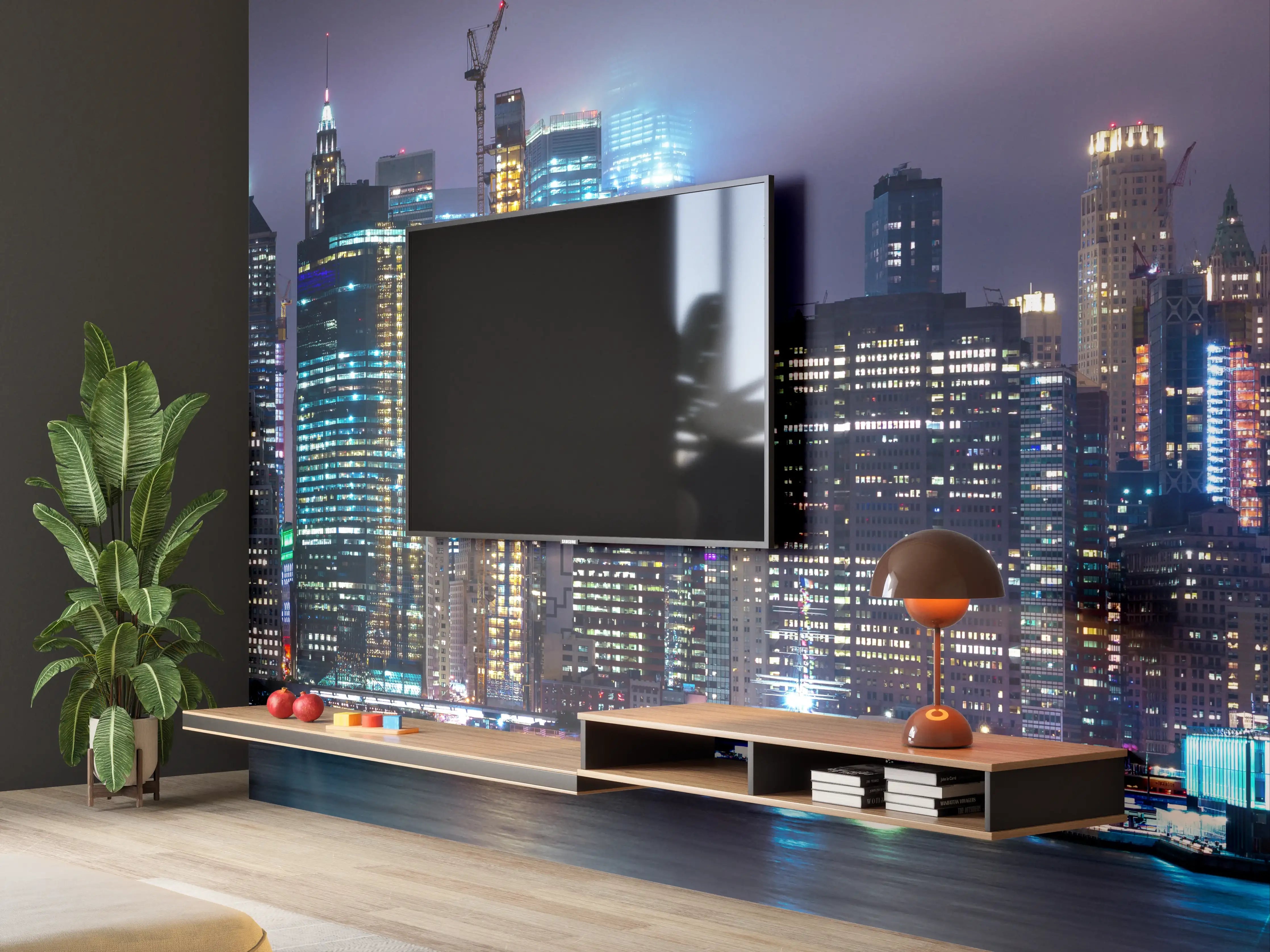 Wandverkleidung Wohnzimmer - Manhattan Skyline – Stadt der Lichter