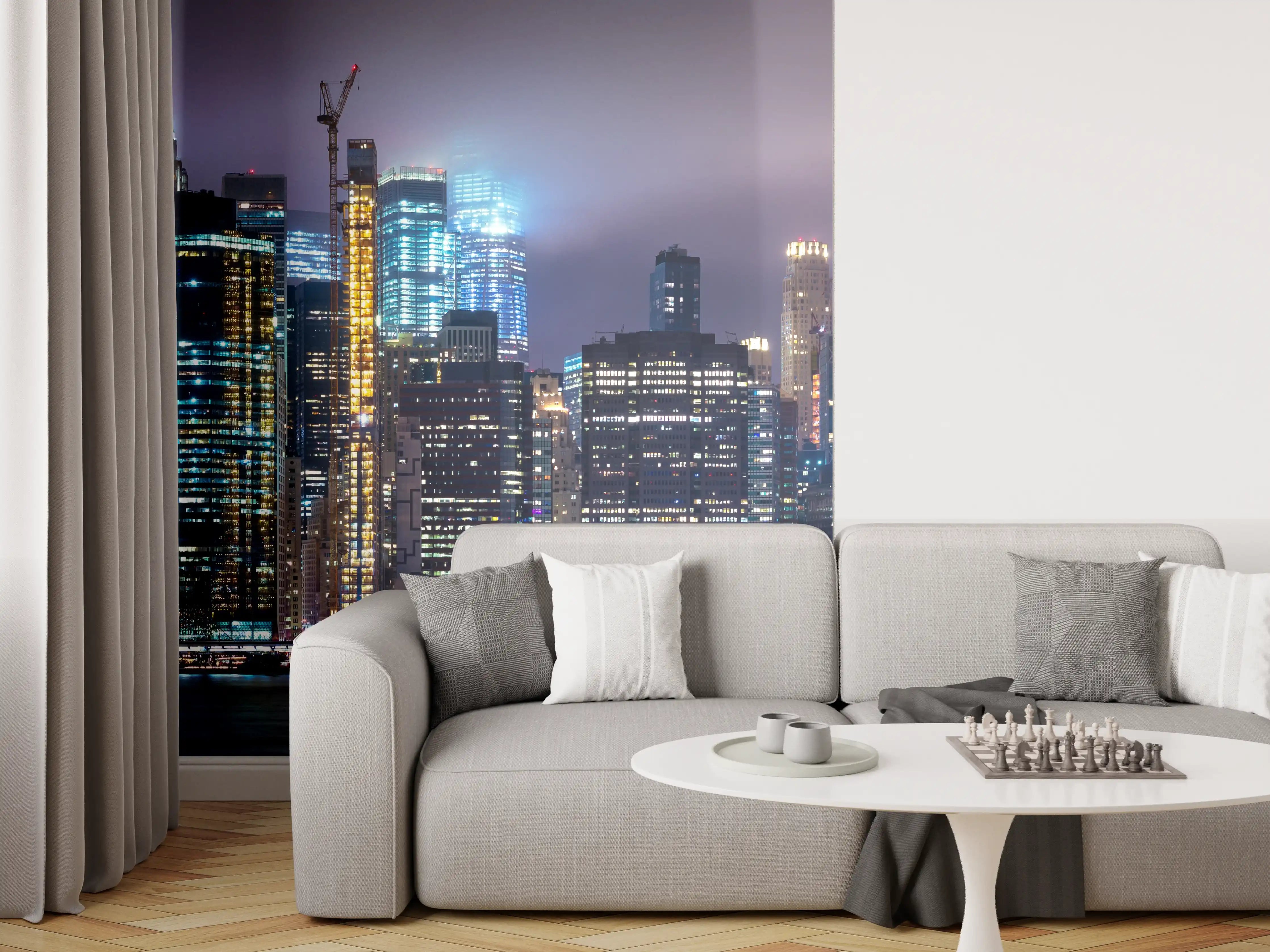 Wandverkleidung Wohnzimmer - Manhattan Skyline – Stadt der Lichter
