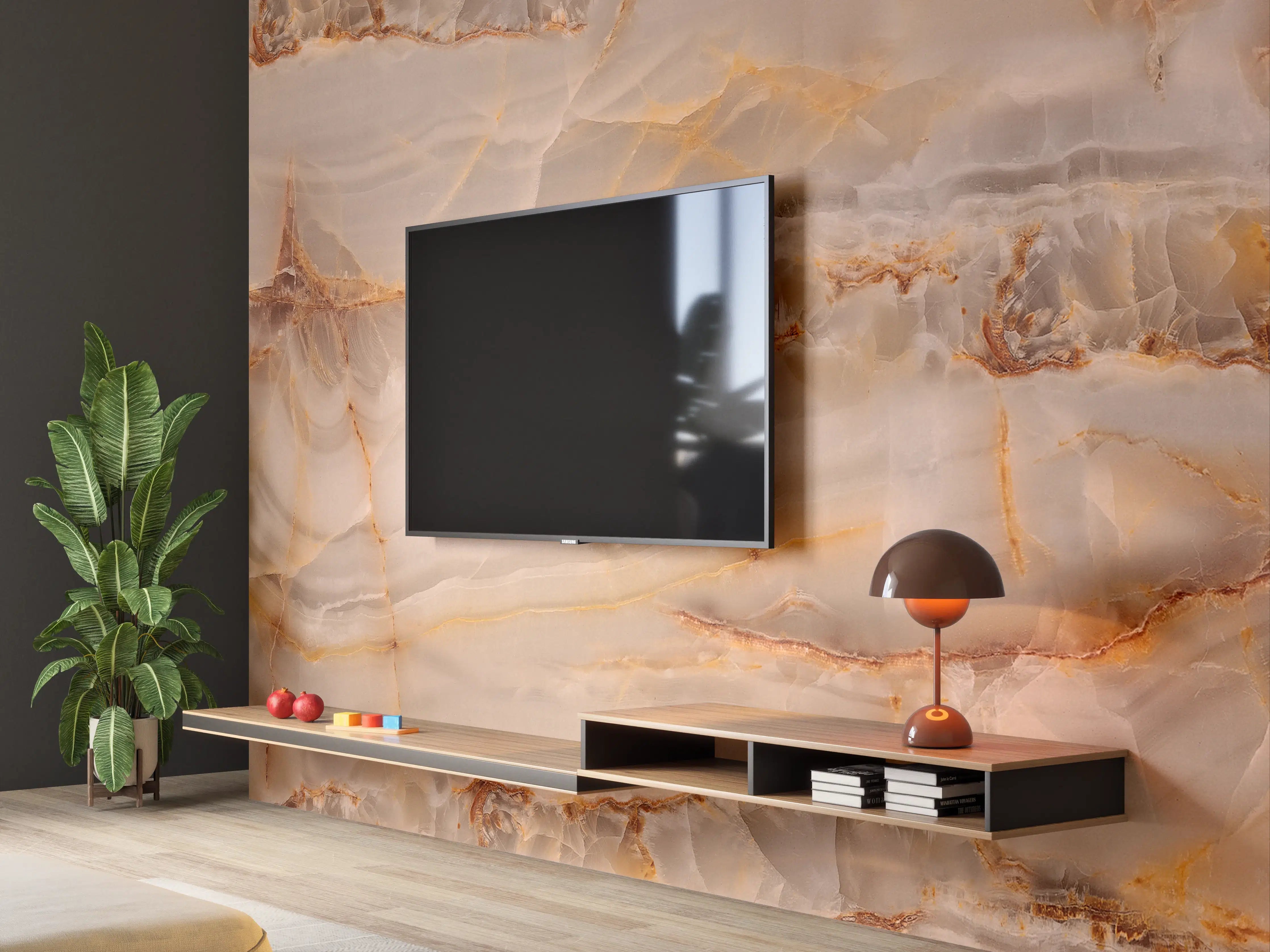Wandverkleidung Wohnzimmer - Marmor Onyx Struktur