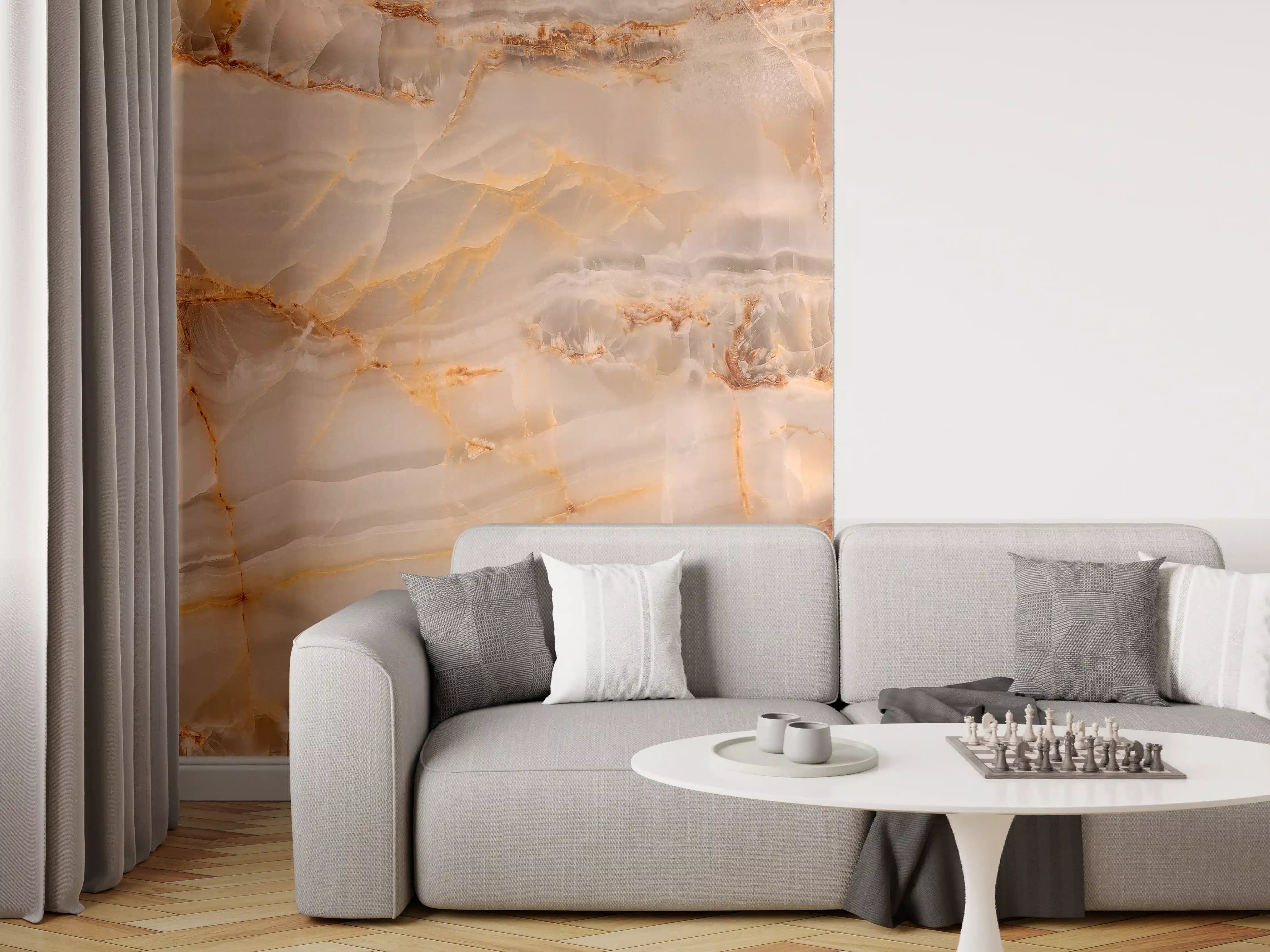 Wandverkleidung Wohnzimmer - Marmor Onyx Struktur