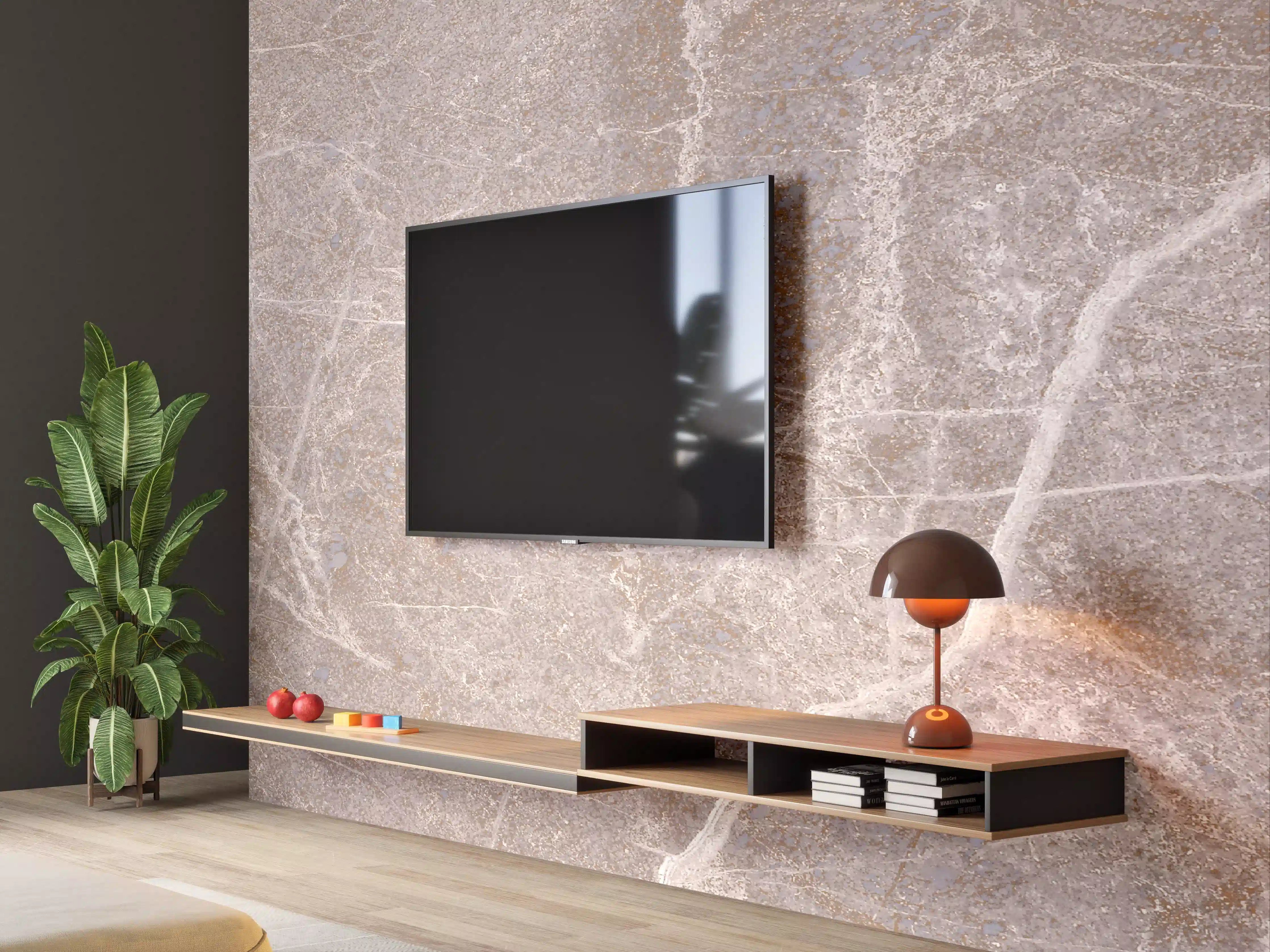 Wandverkleidung Wohnzimmer - Marmor Textur - Rosa