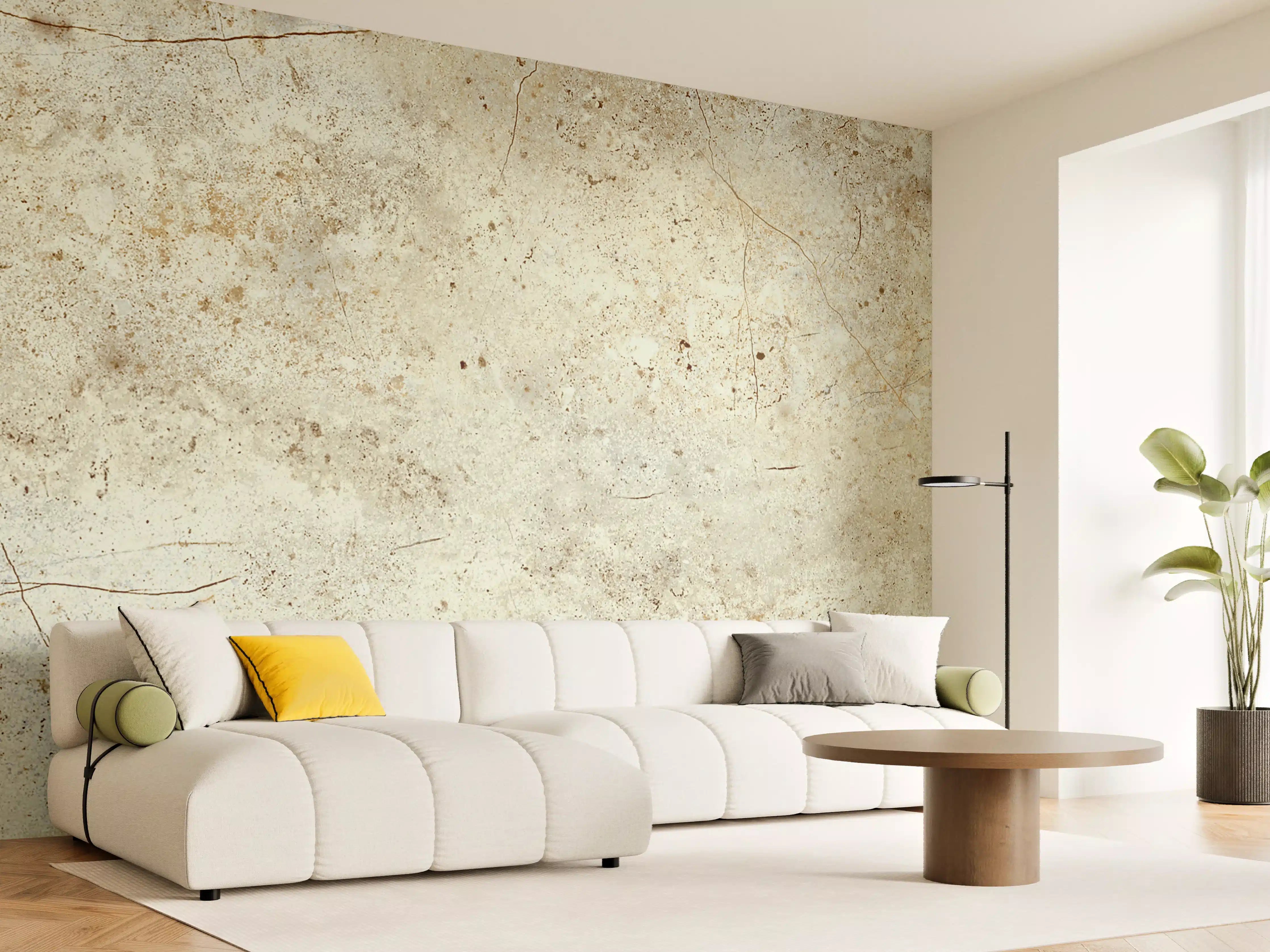 Wandverkleidung Wohnzimmer - Marmor Textur hell