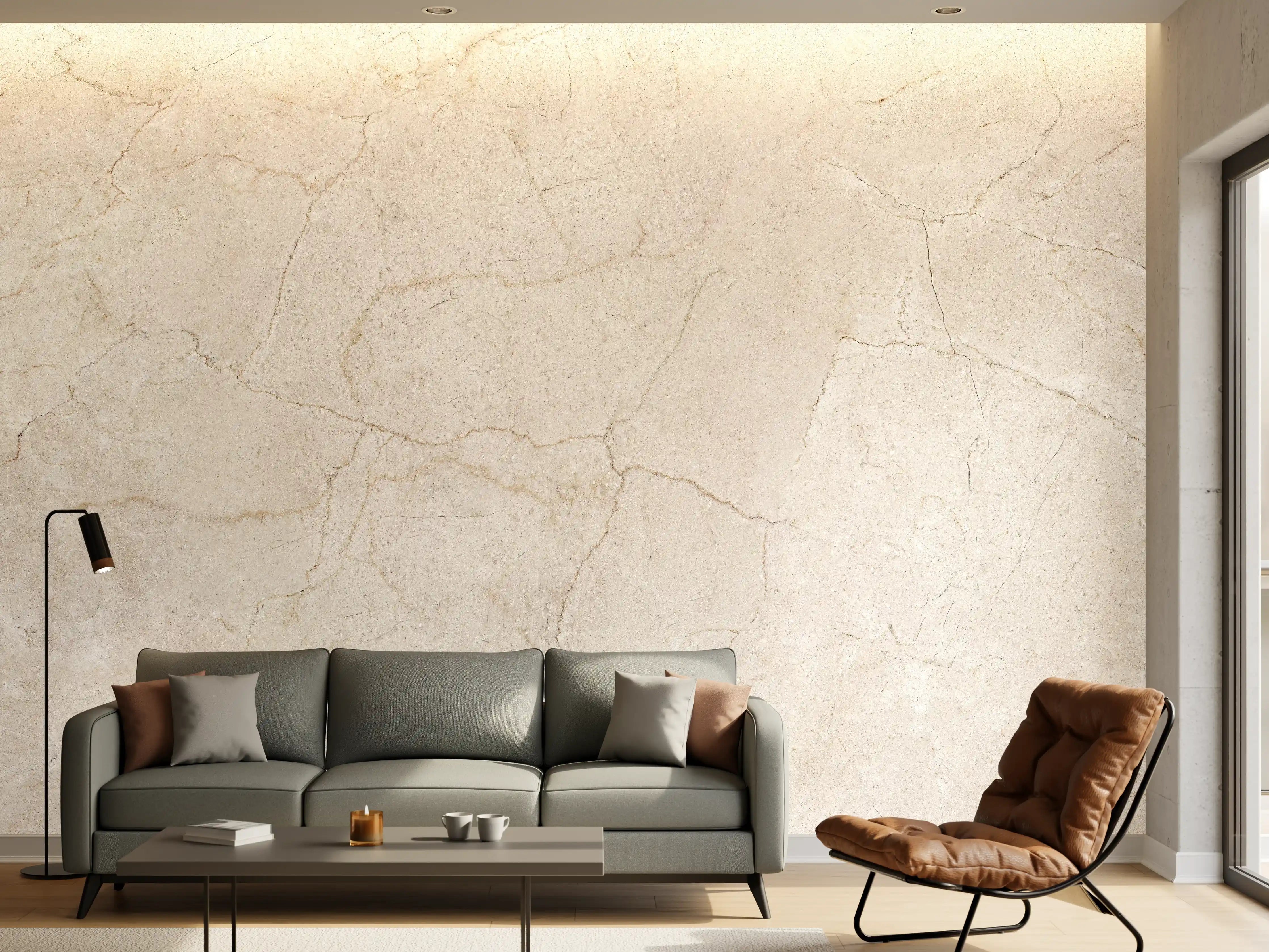 Wandverkleidung Wohnzimmer - Marmor Textur mit dunklen Adern
