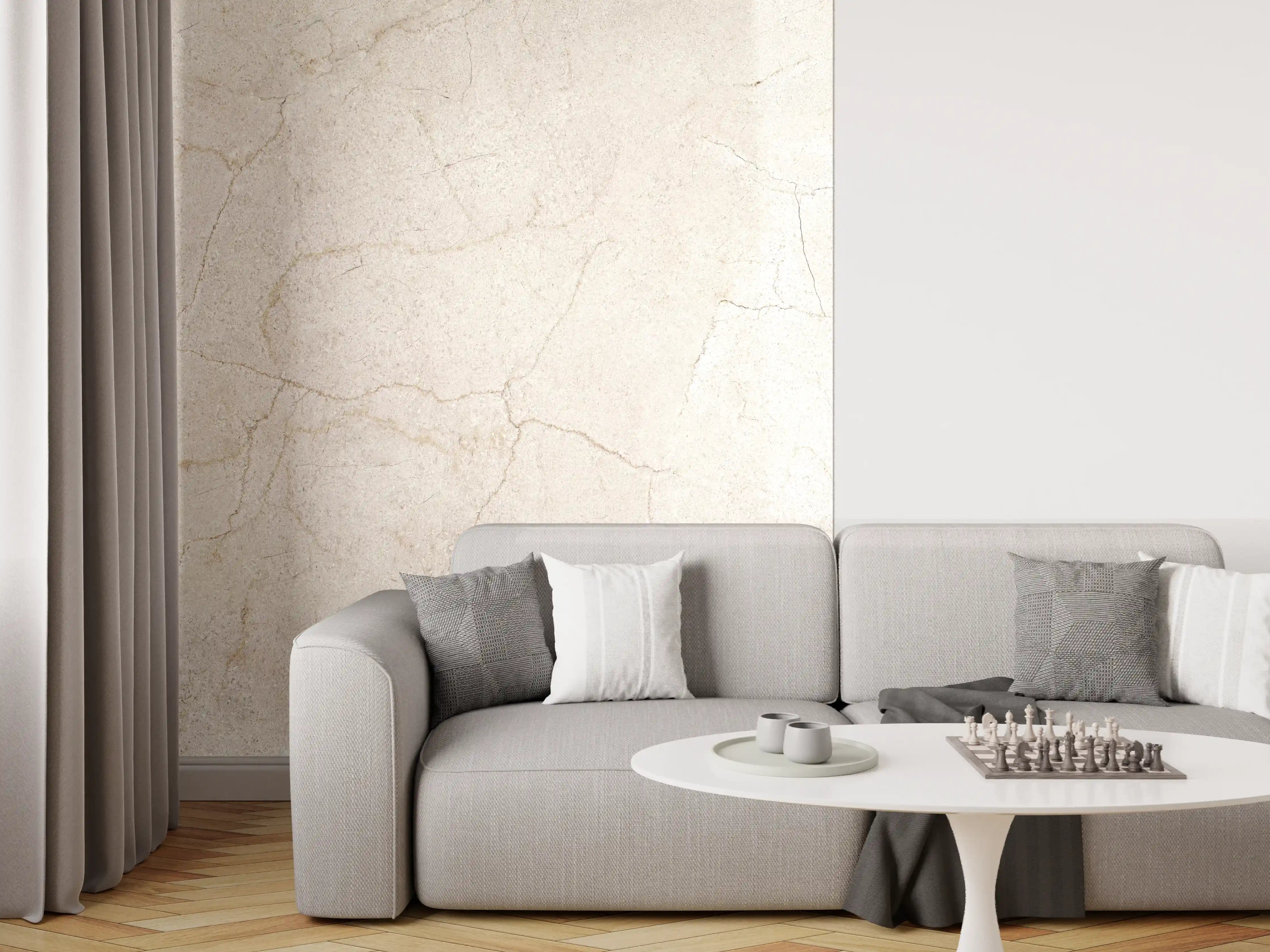 Wandverkleidung Wohnzimmer - Marmor Textur mit dunklen Adern