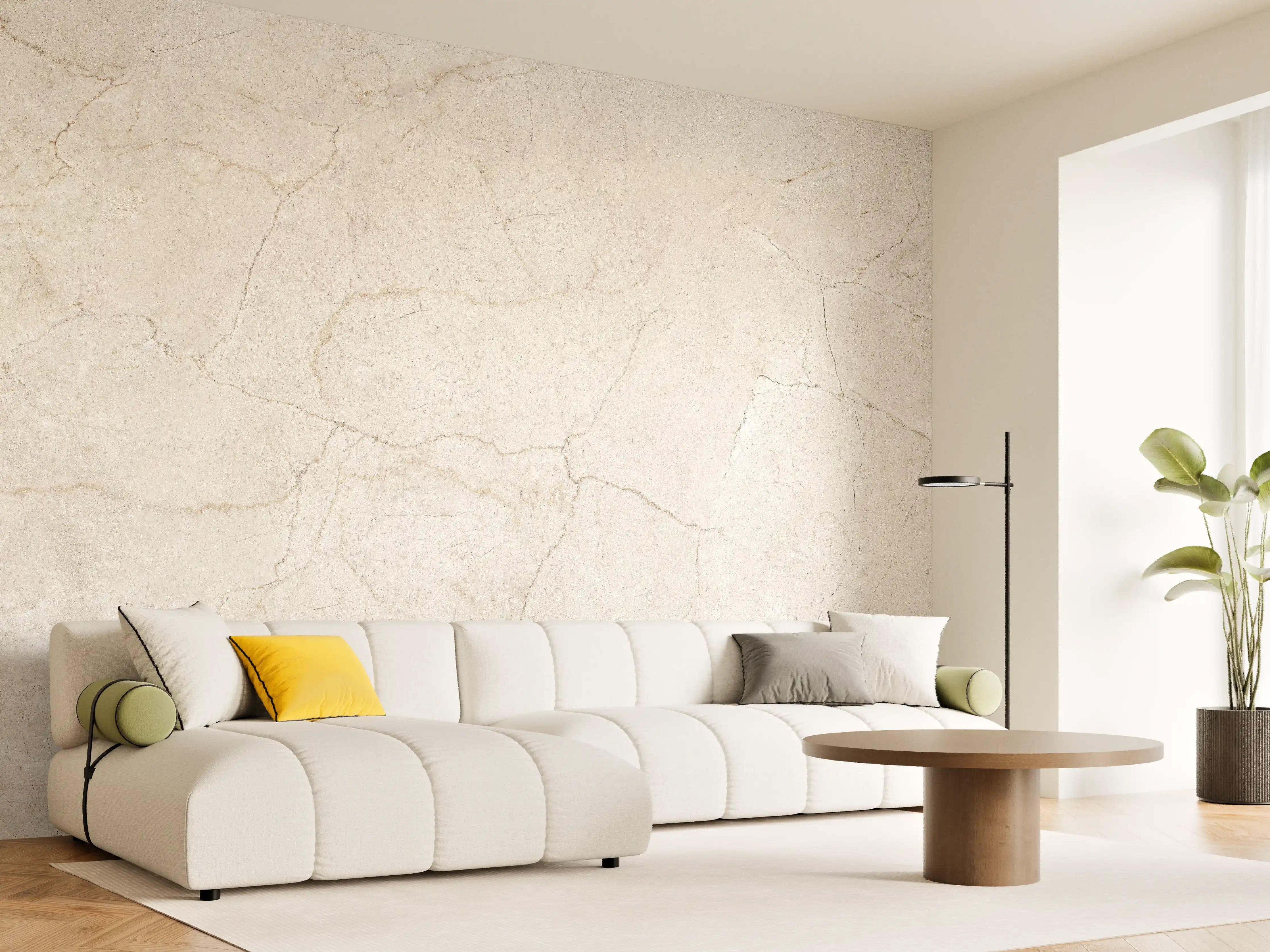 Wandverkleidung Wohnzimmer - Marmor Textur mit dunklen Adern