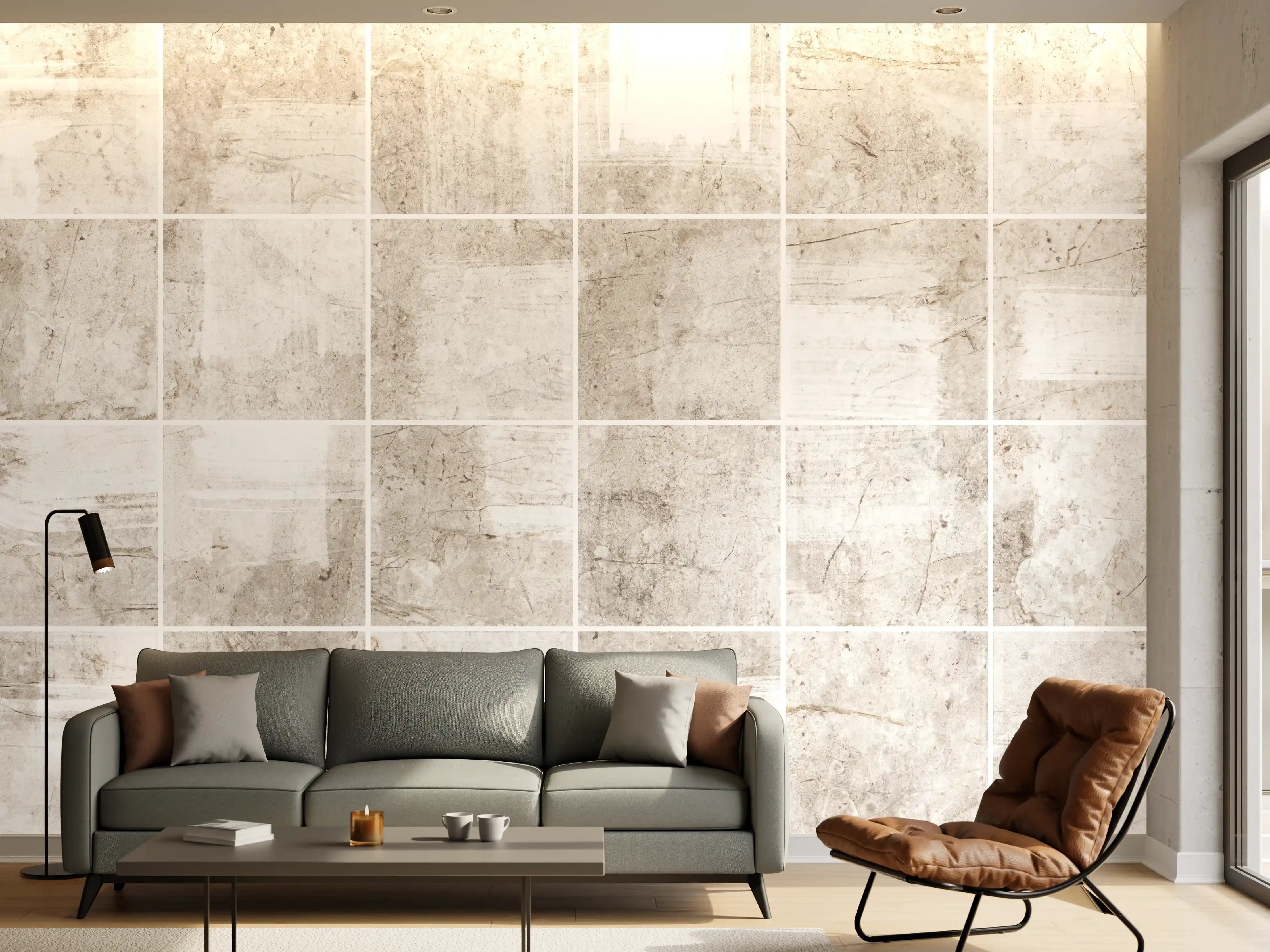 Wandverkleidung Wohnzimmer - Marmortextur - Bürsteneffekt