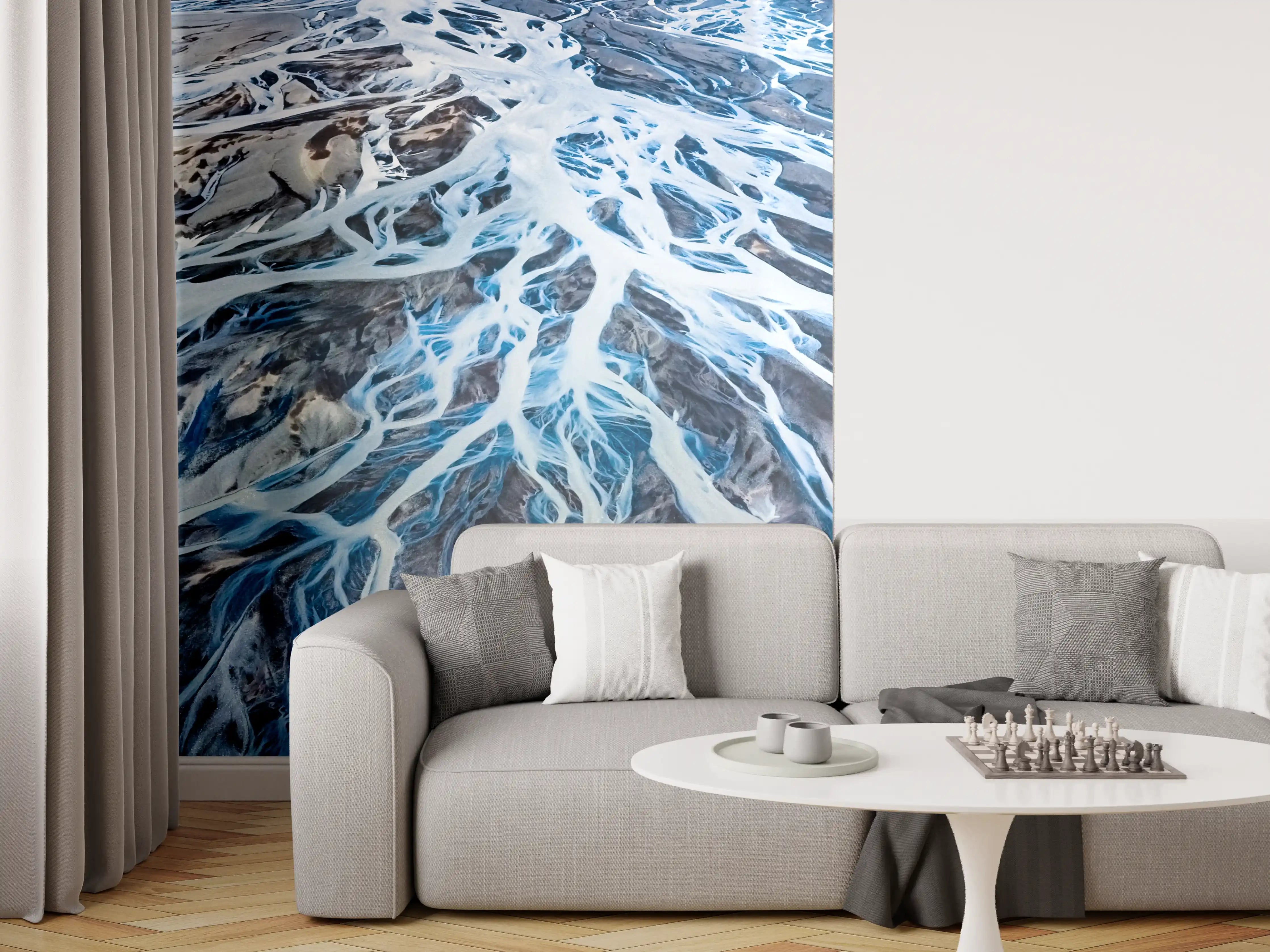 Wandverkleidung Wohnzimmer - Meereswellen mit schäumender Gischt