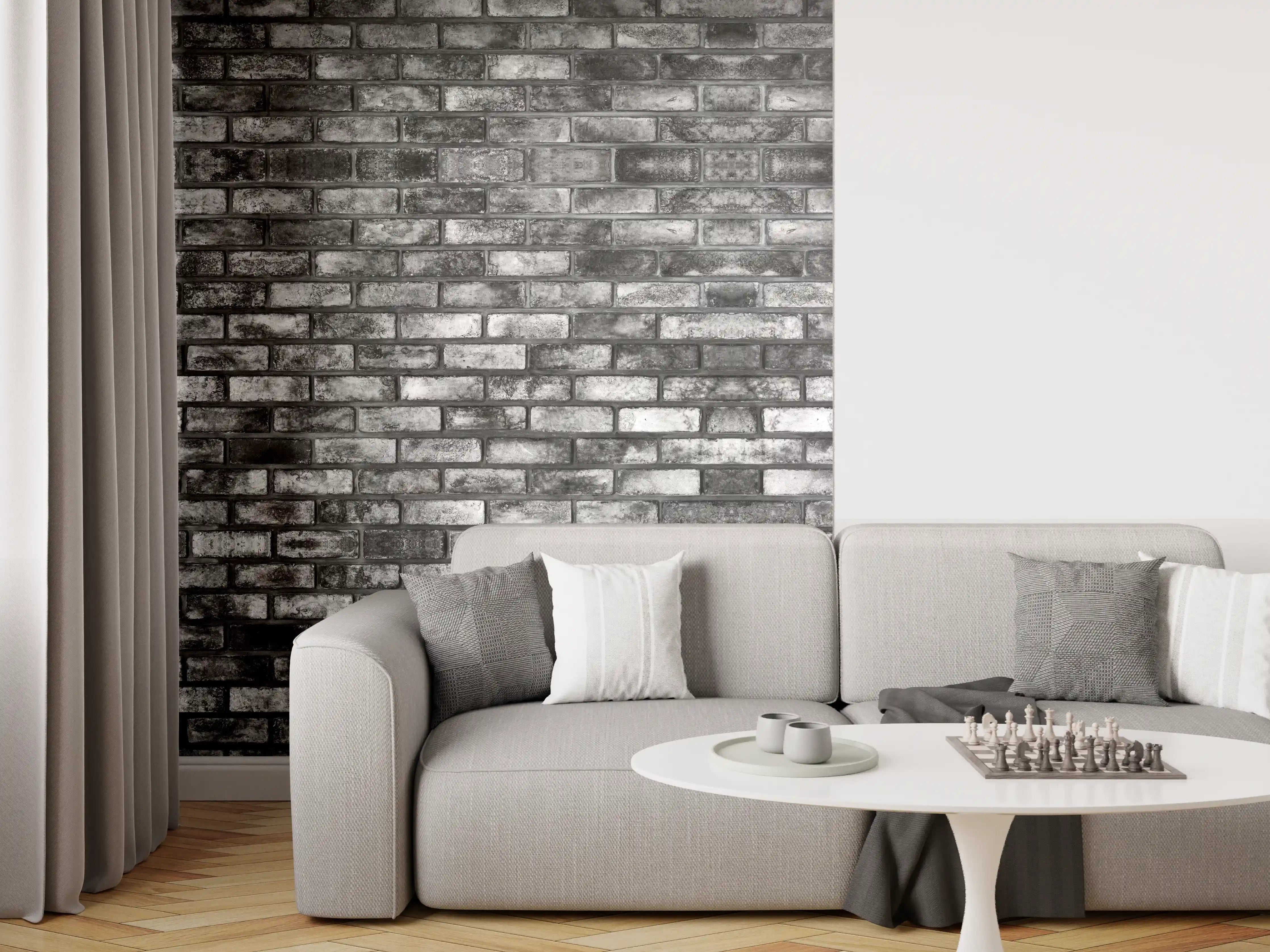 Wandverkleidung Wohnzimmer - Metallische Steinstruktur