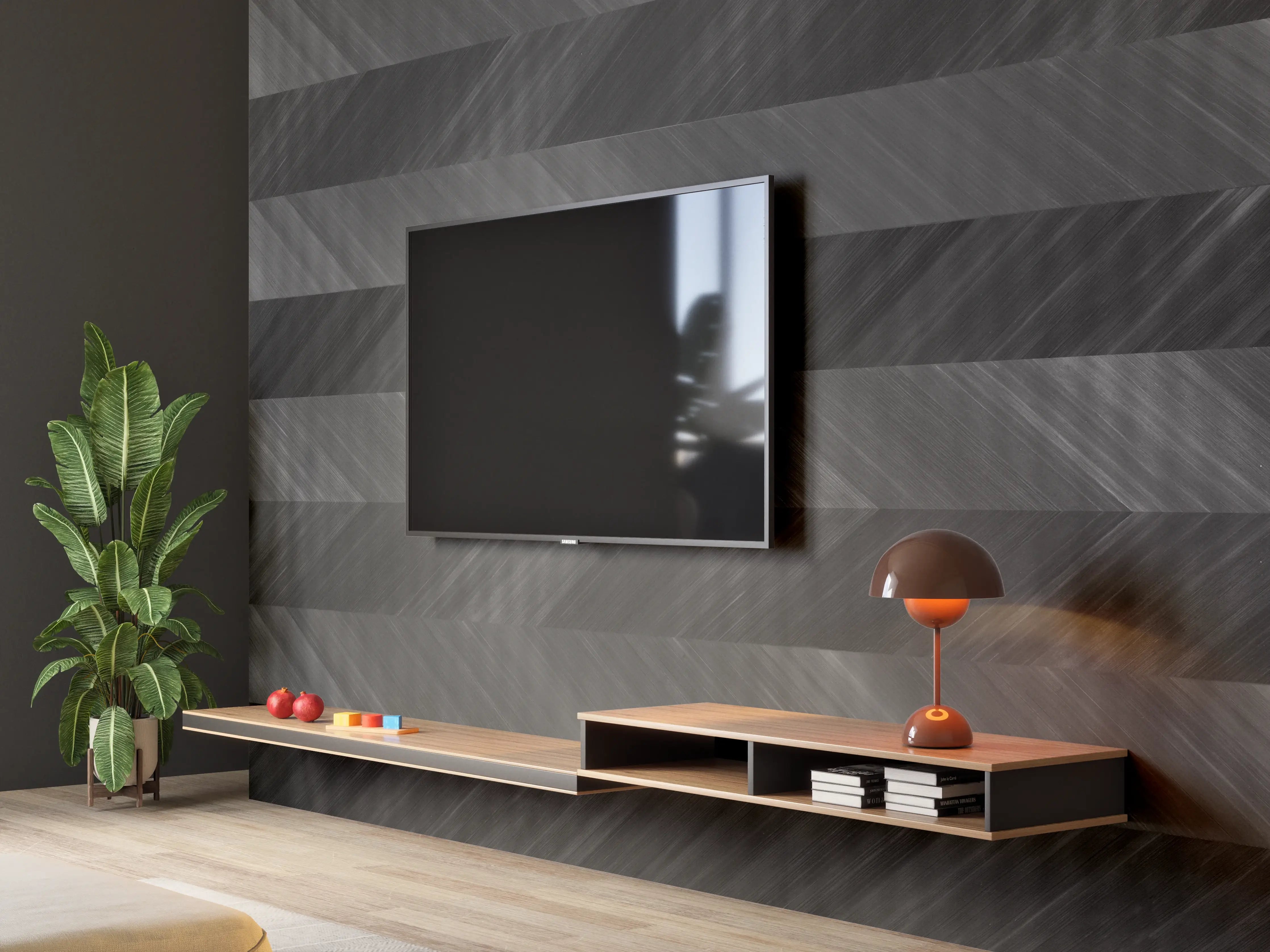 Wandverkleidung Wohnzimmer - Minimaler Zickzack-Muster