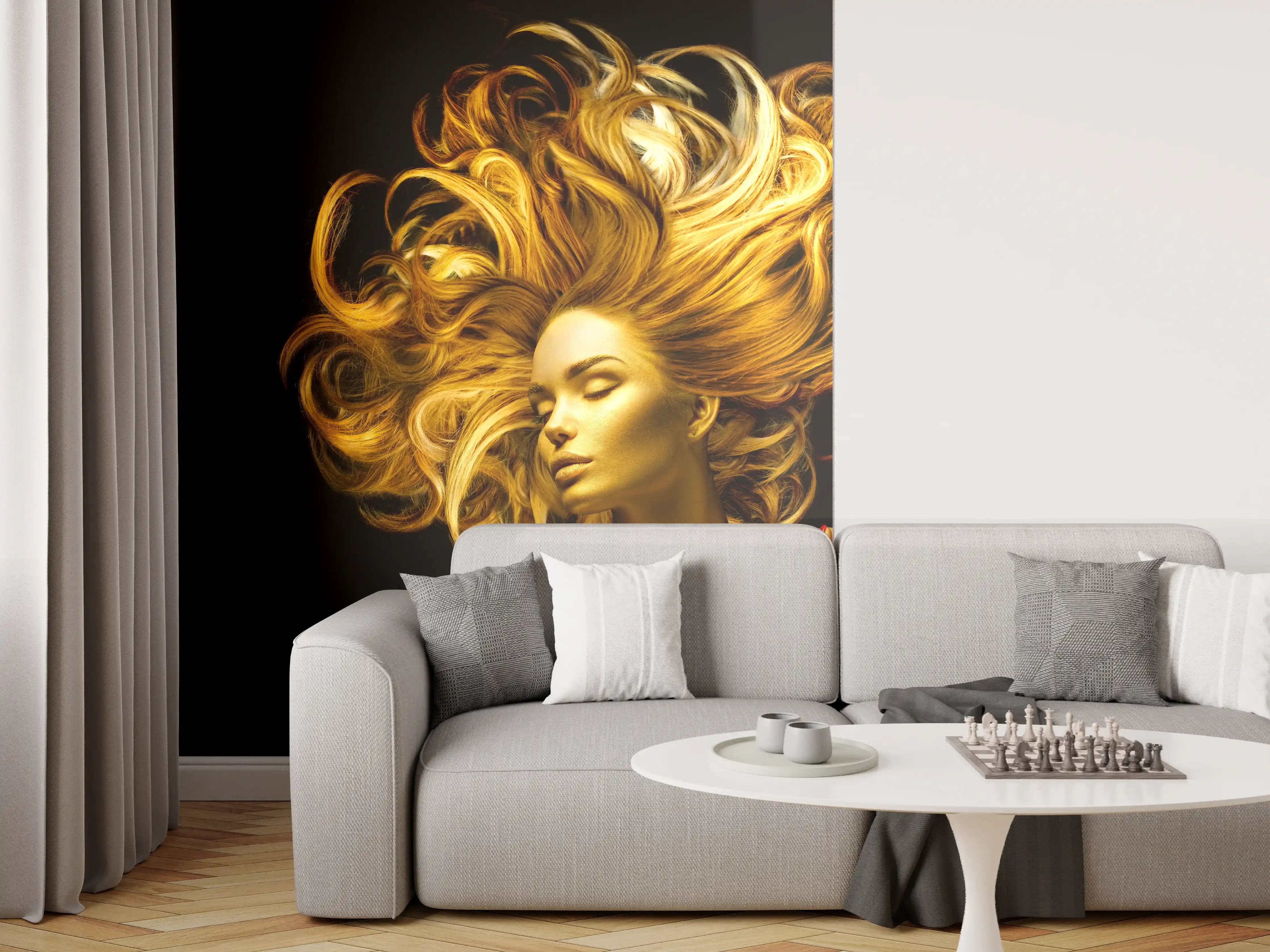 Wandverkleidung Wohnzimmer - Model in Gold