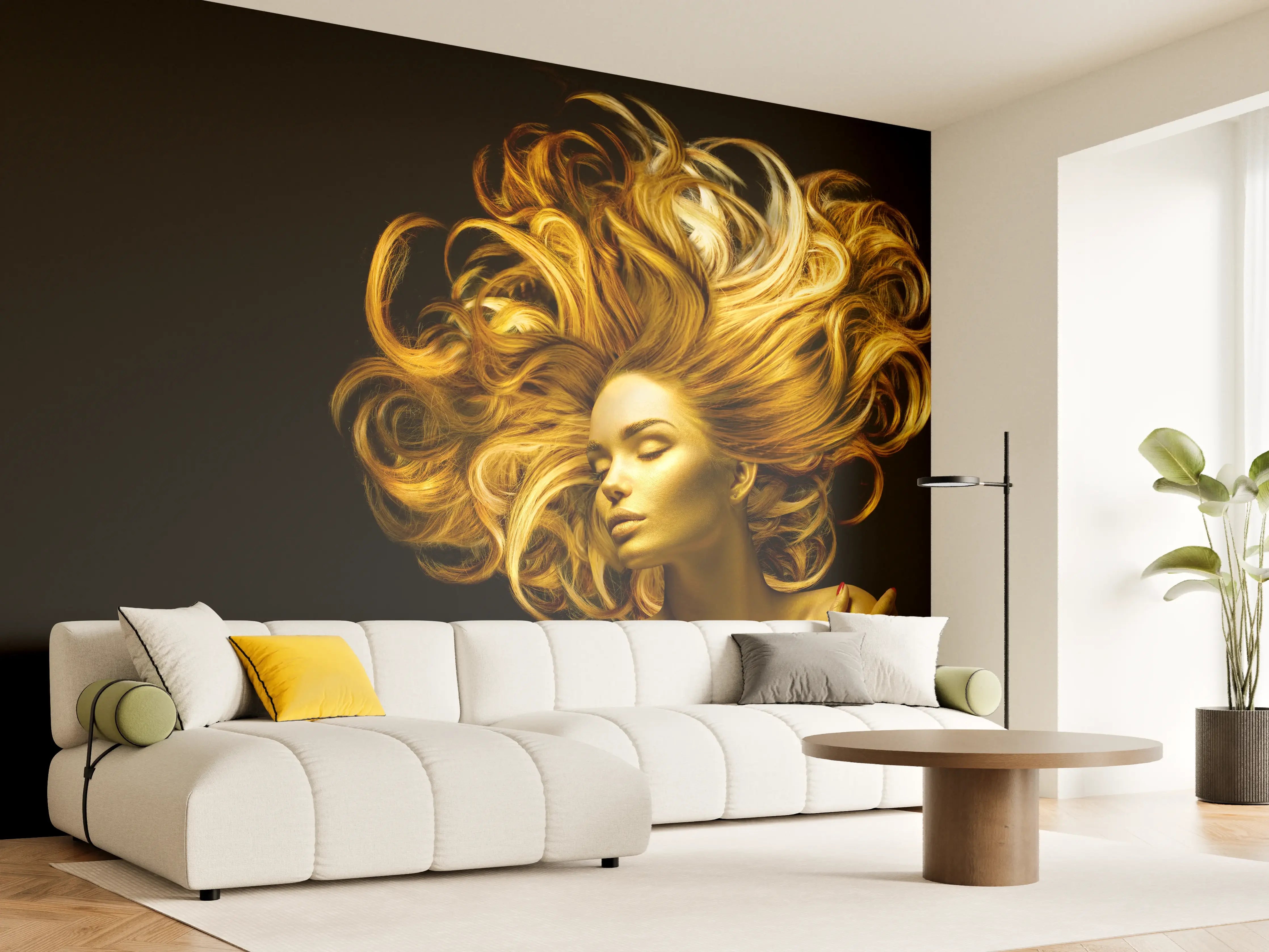 Wandverkleidung Wohnzimmer - Model in Gold