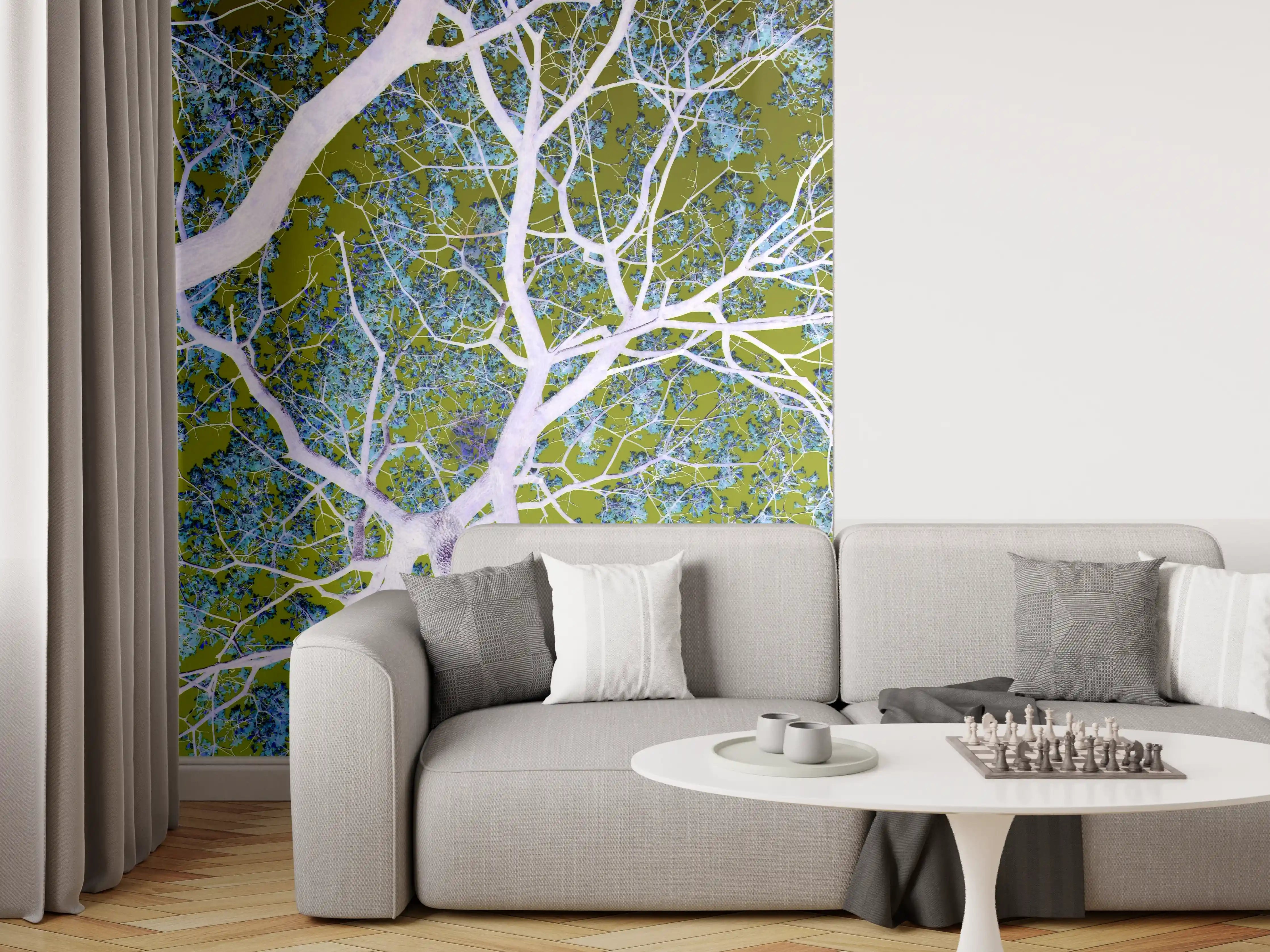 Wandverkleidung Wohnzimmer - Moderne Baumkunst in Digitalfarben