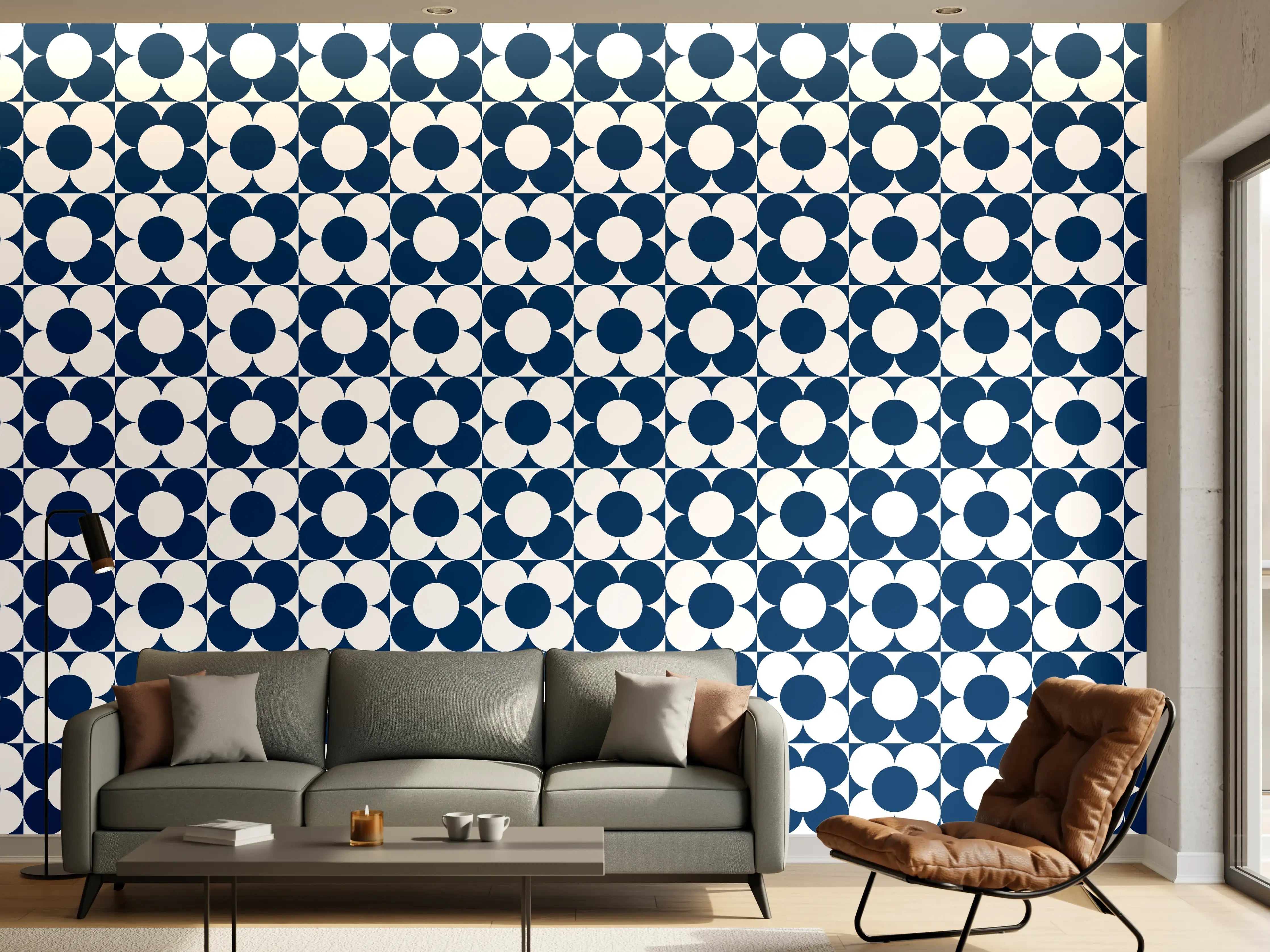 Wandverkleidung Wohnzimmer - Moderne Blaue Musterlampe