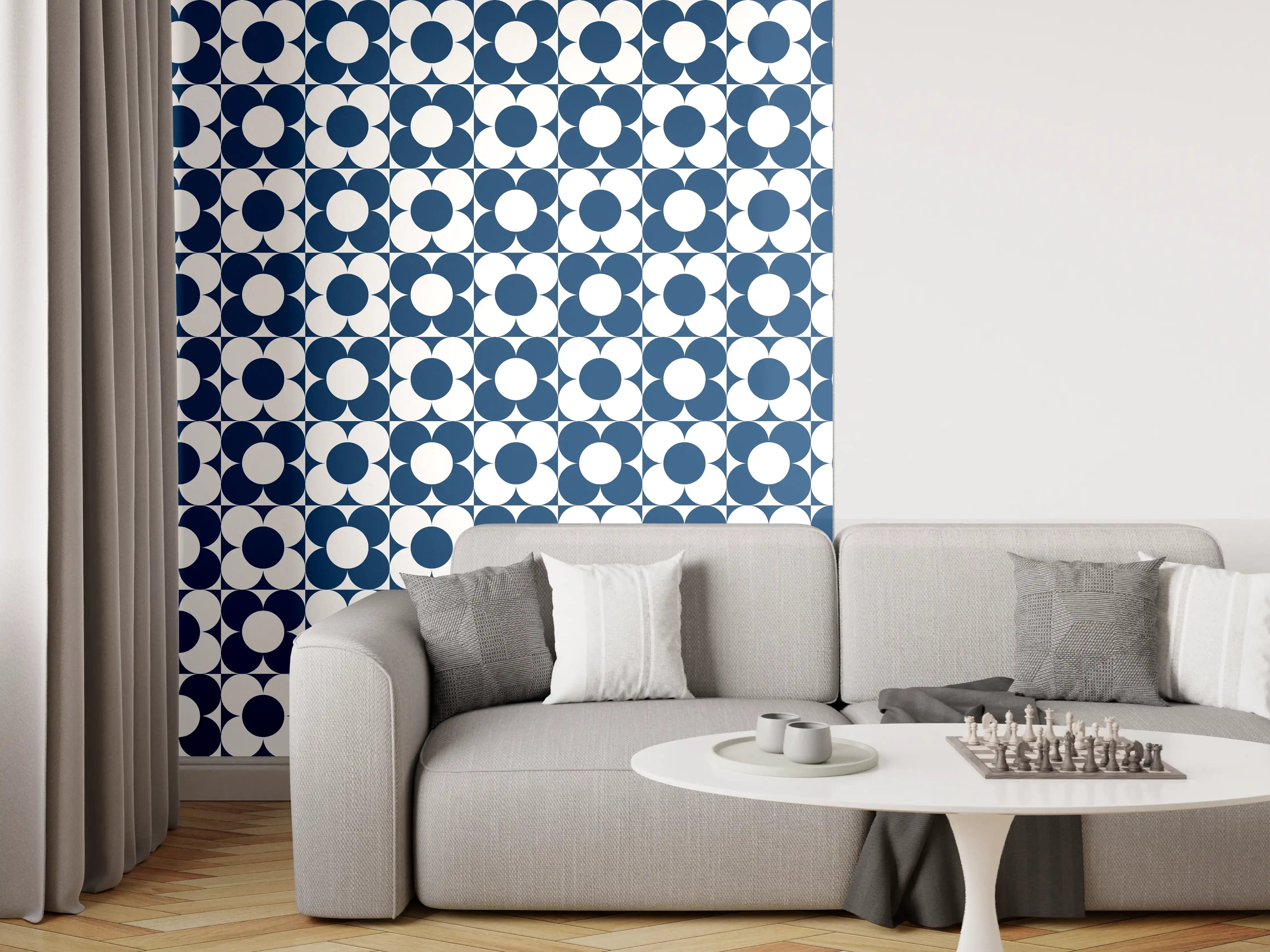 Wandverkleidung Wohnzimmer - Moderne Blaue Musterlampe