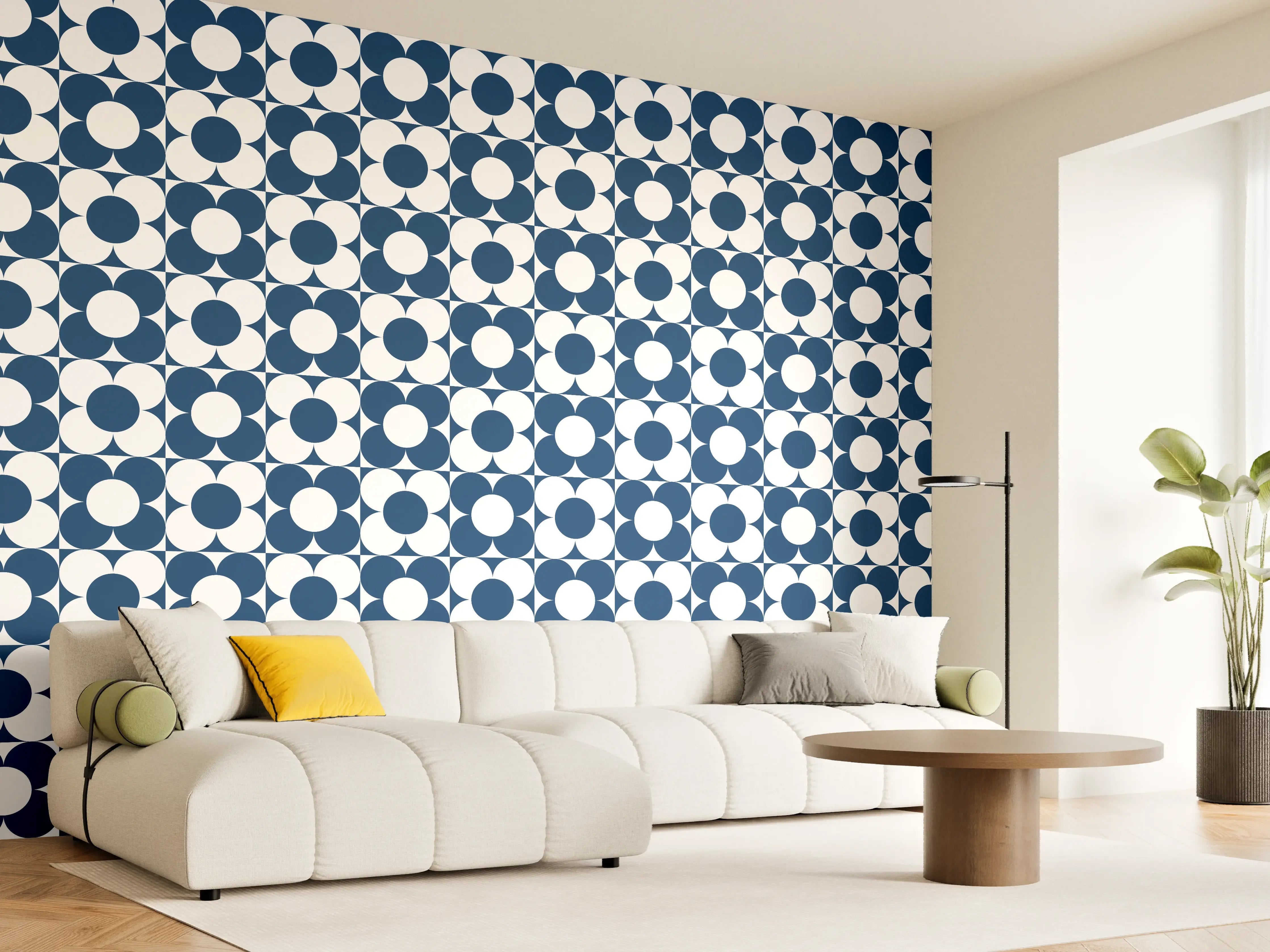 Wandverkleidung Wohnzimmer - Moderne Blaue Musterlampe