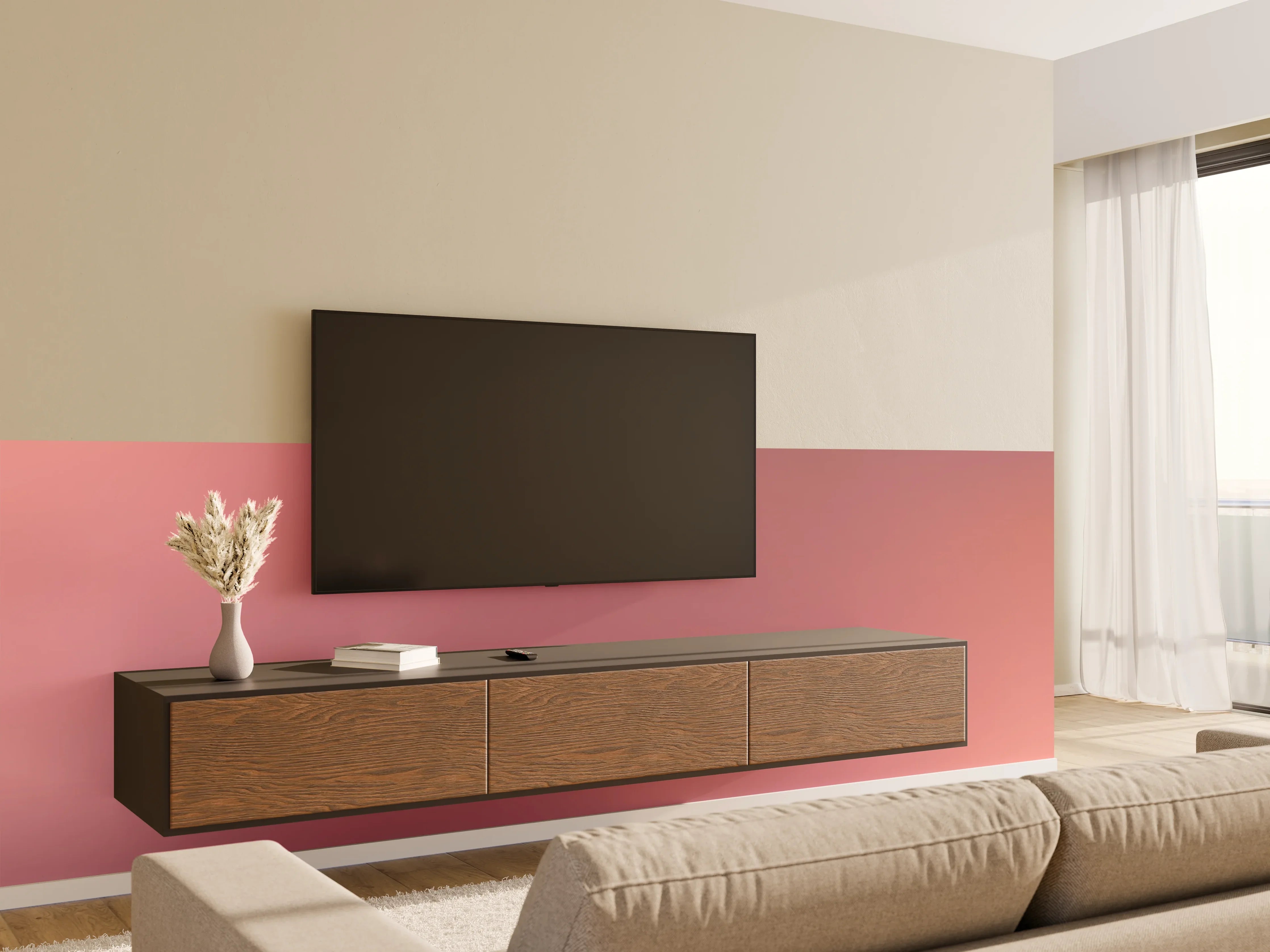 Wandverkleidung Wohnzimmer - Moderne Farbe mit sanfter Textur