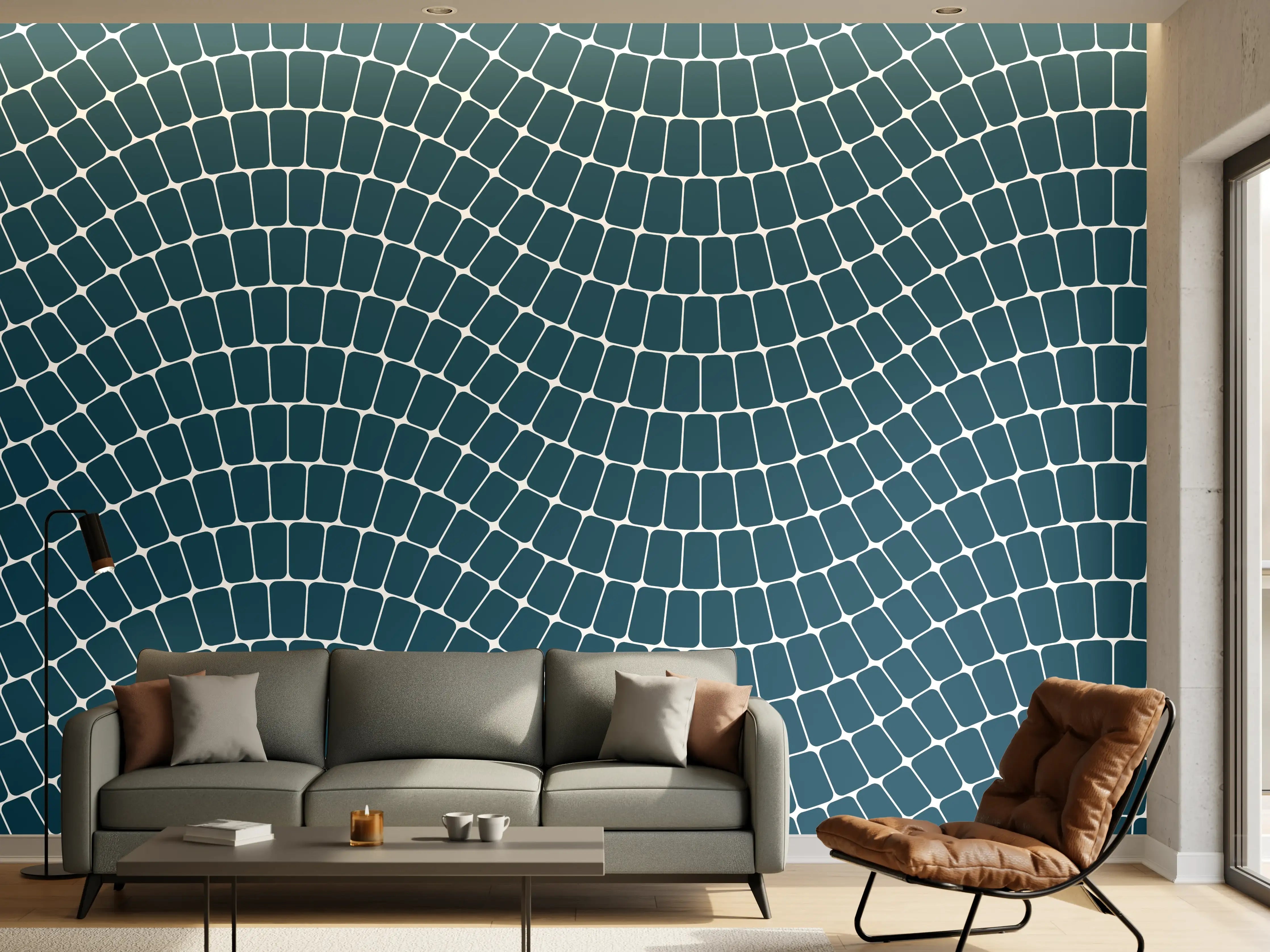 Wandverkleidung Wohnzimmer - Moderne Fliesen im Wasserwellen-Design