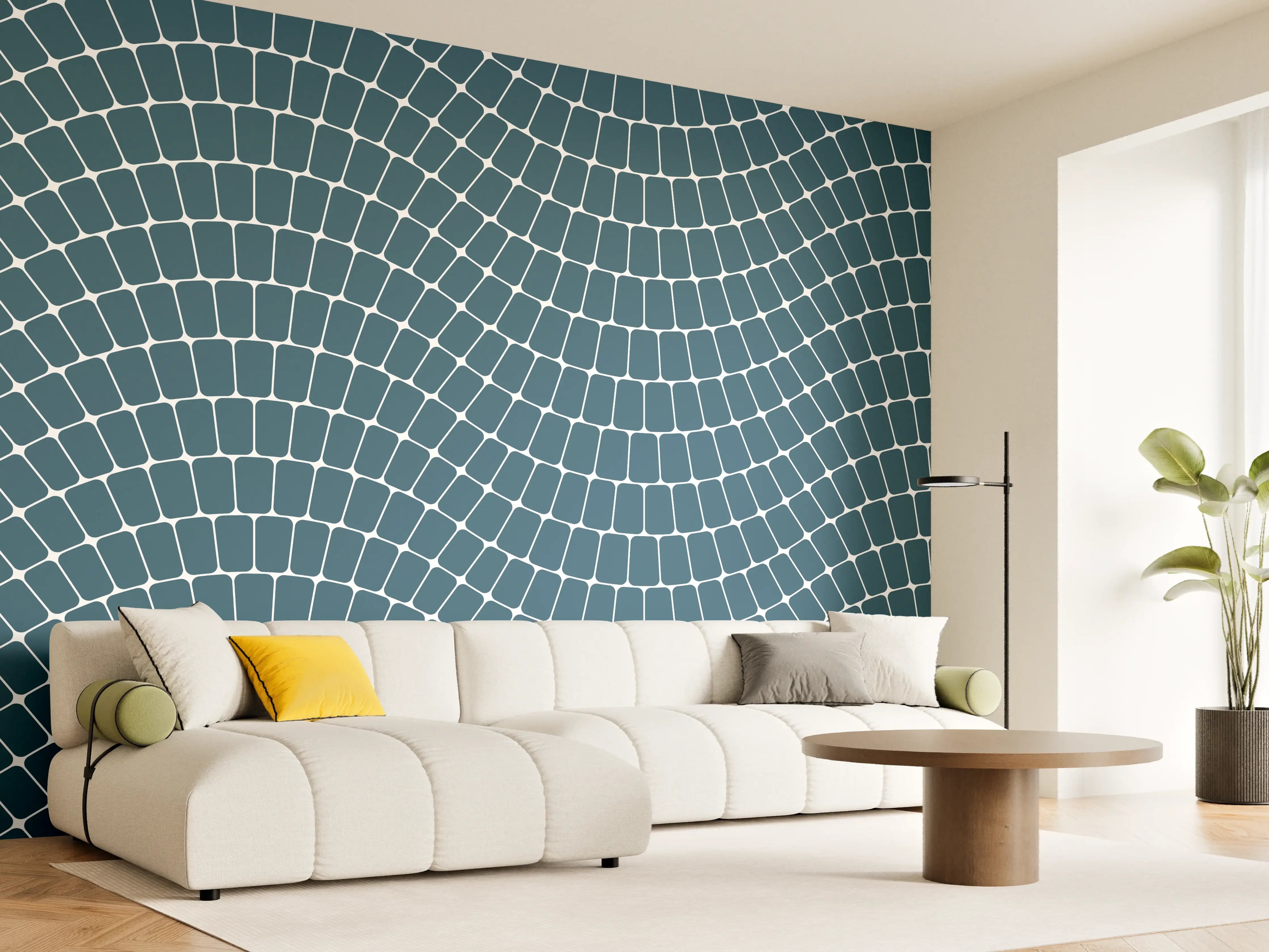 Wandverkleidung Wohnzimmer - Moderne Fliesen im Wasserwellen-Design
