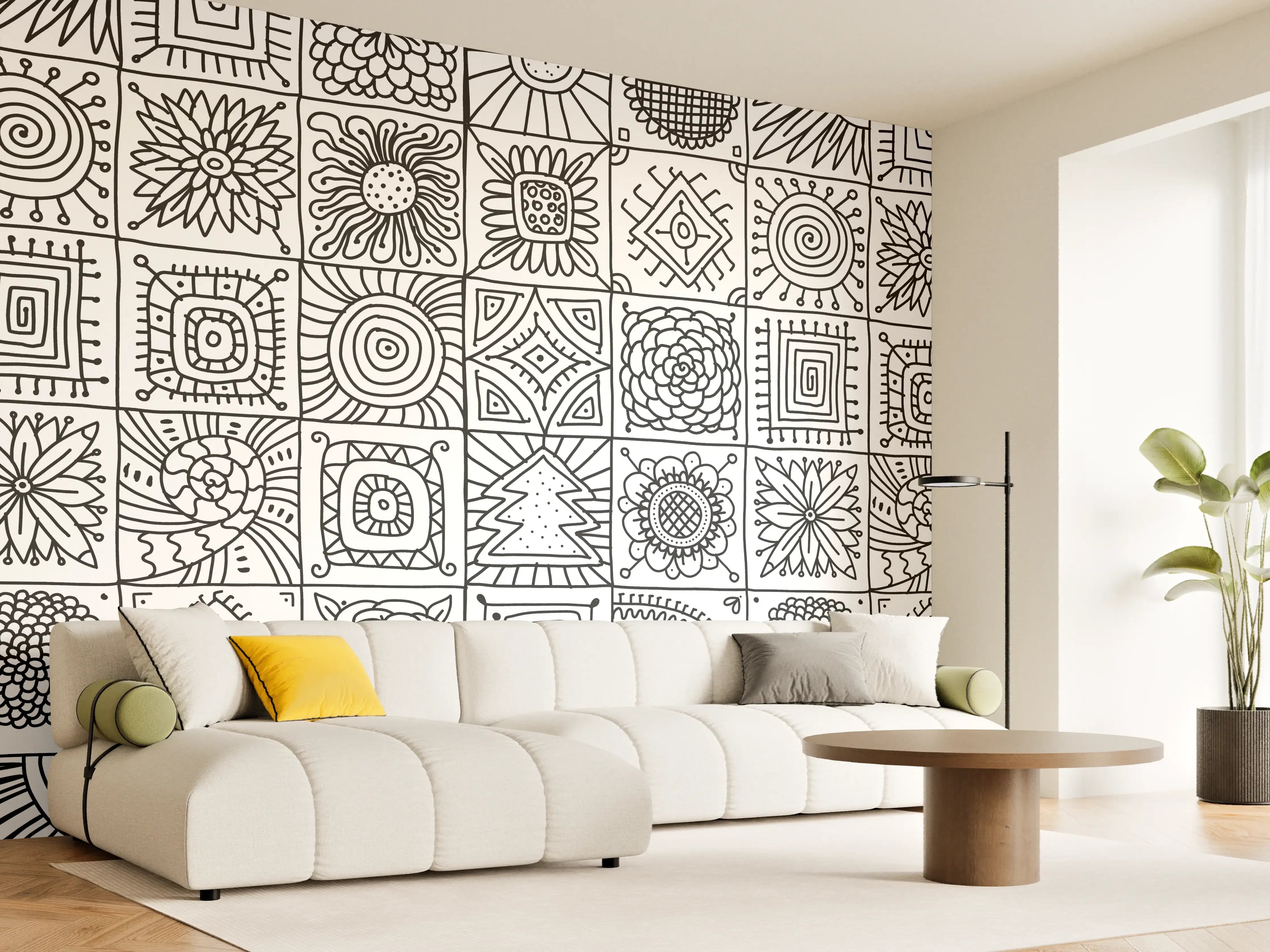 Wandverkleidung Wohnzimmer - Moderne Fliesen im eleganten Zickzack-Design