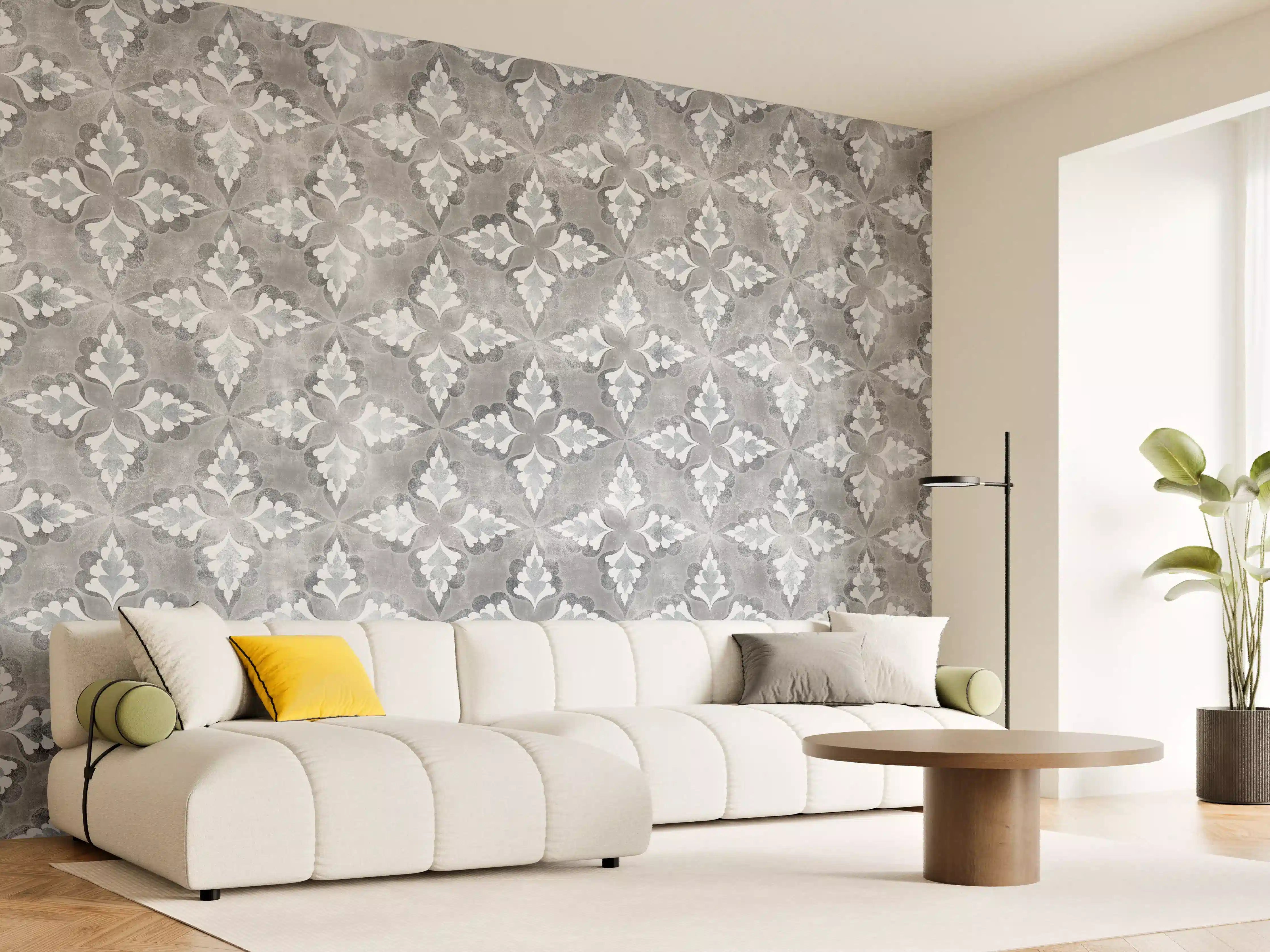 Wandverkleidung Wohnzimmer - Moderne Fliesen mit elegantem Muster